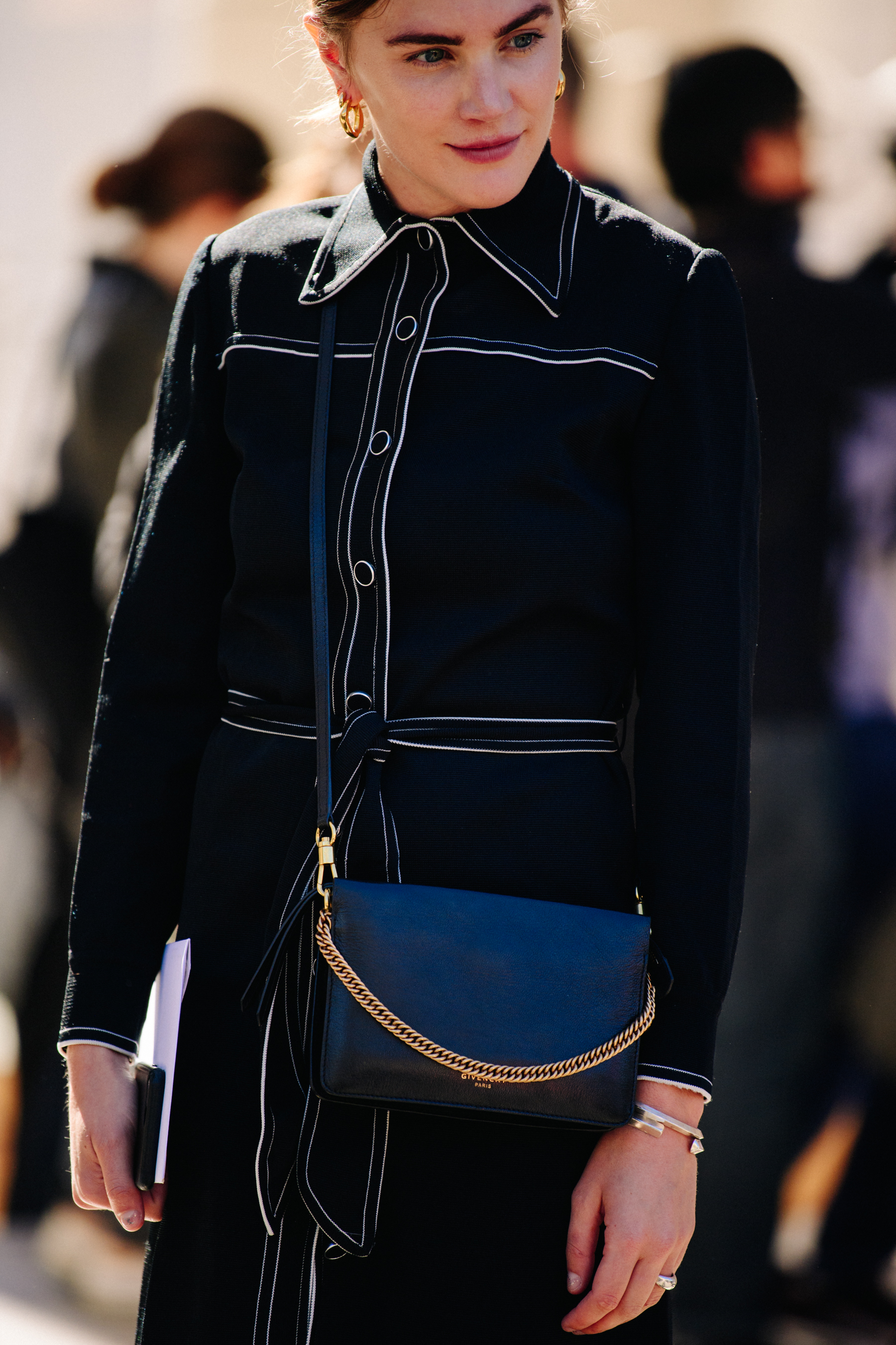 Blogger wearing black Givenchy bag