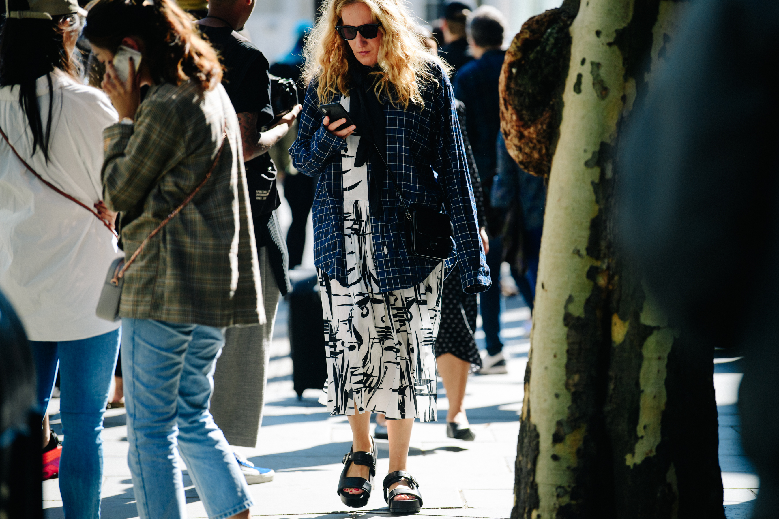 Woman wearing pattern dress