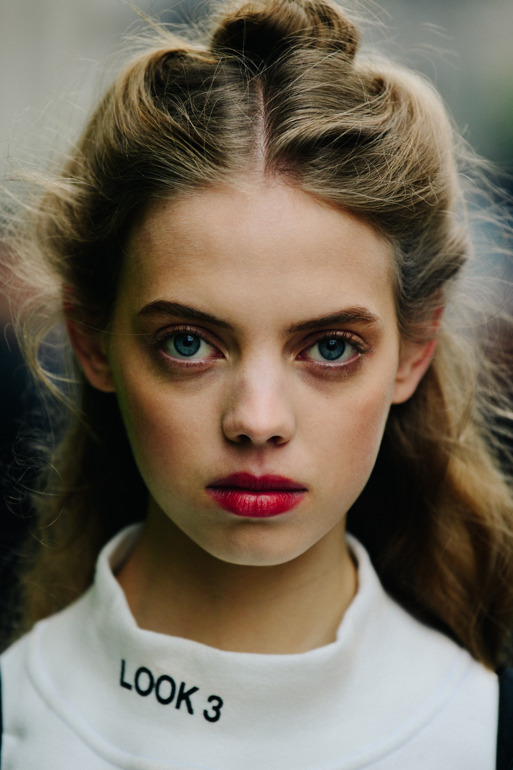 Portrait of Mexican model with blue eyes