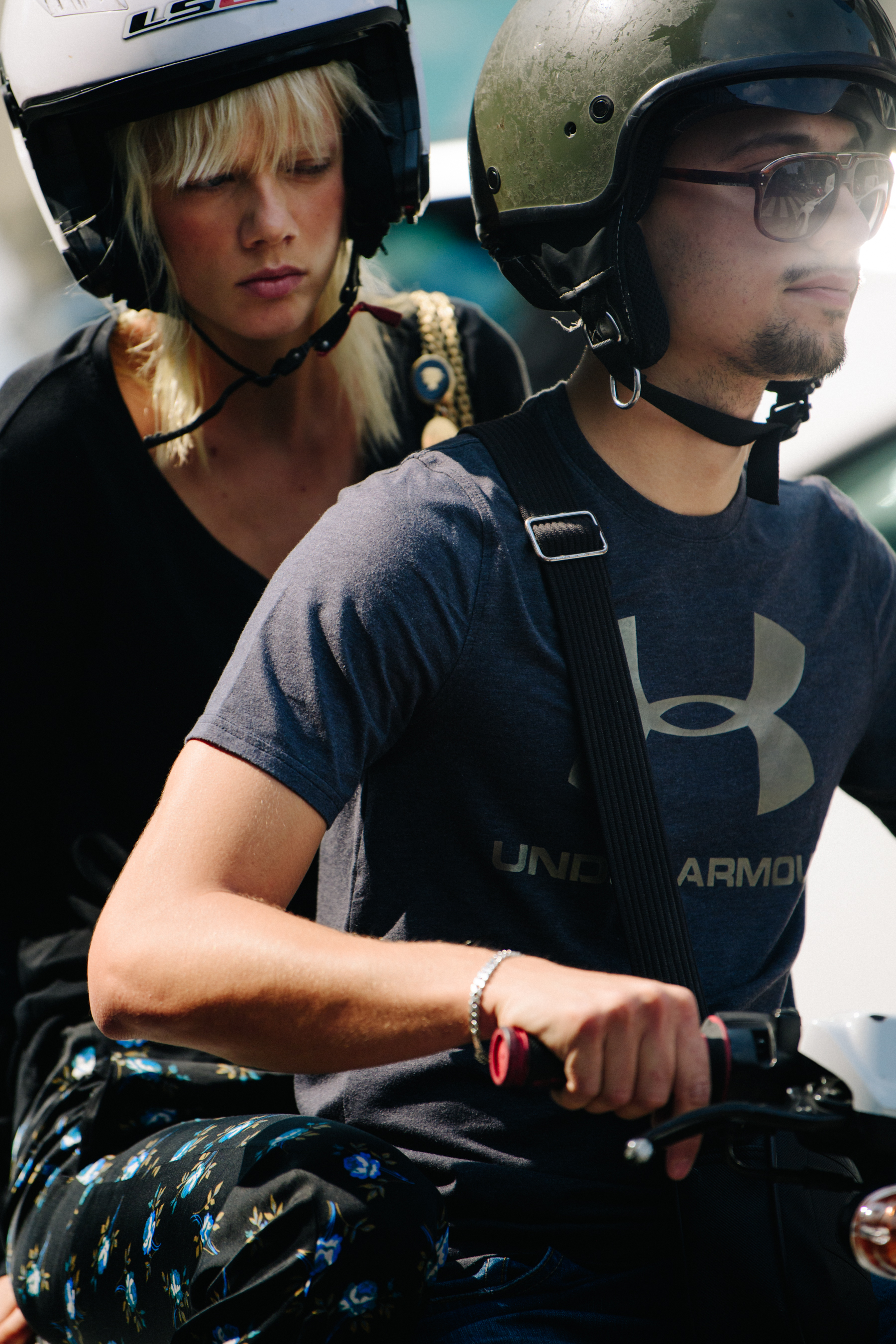 Dutch model riding on scooter