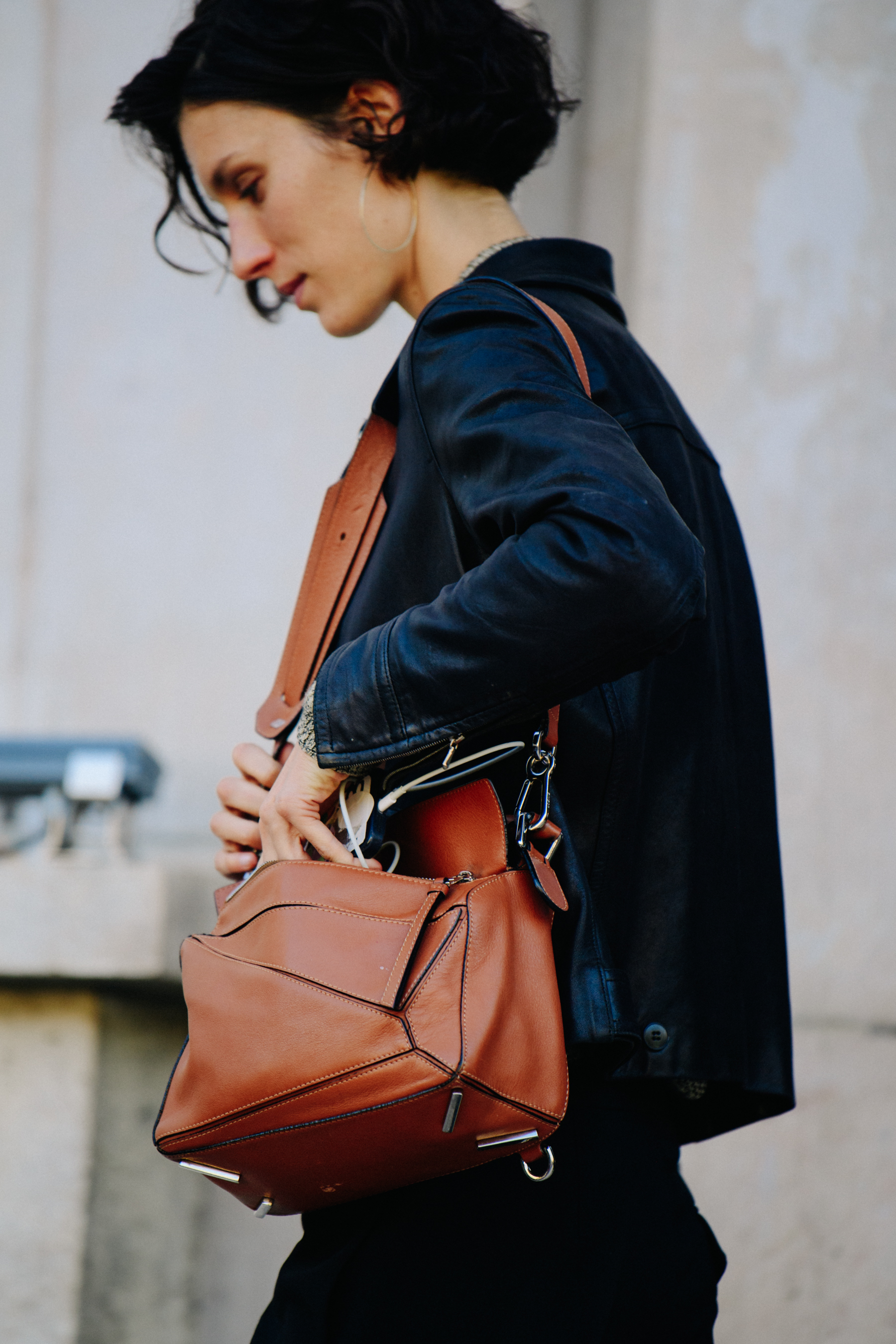 Dutch model carrying Loewe bag