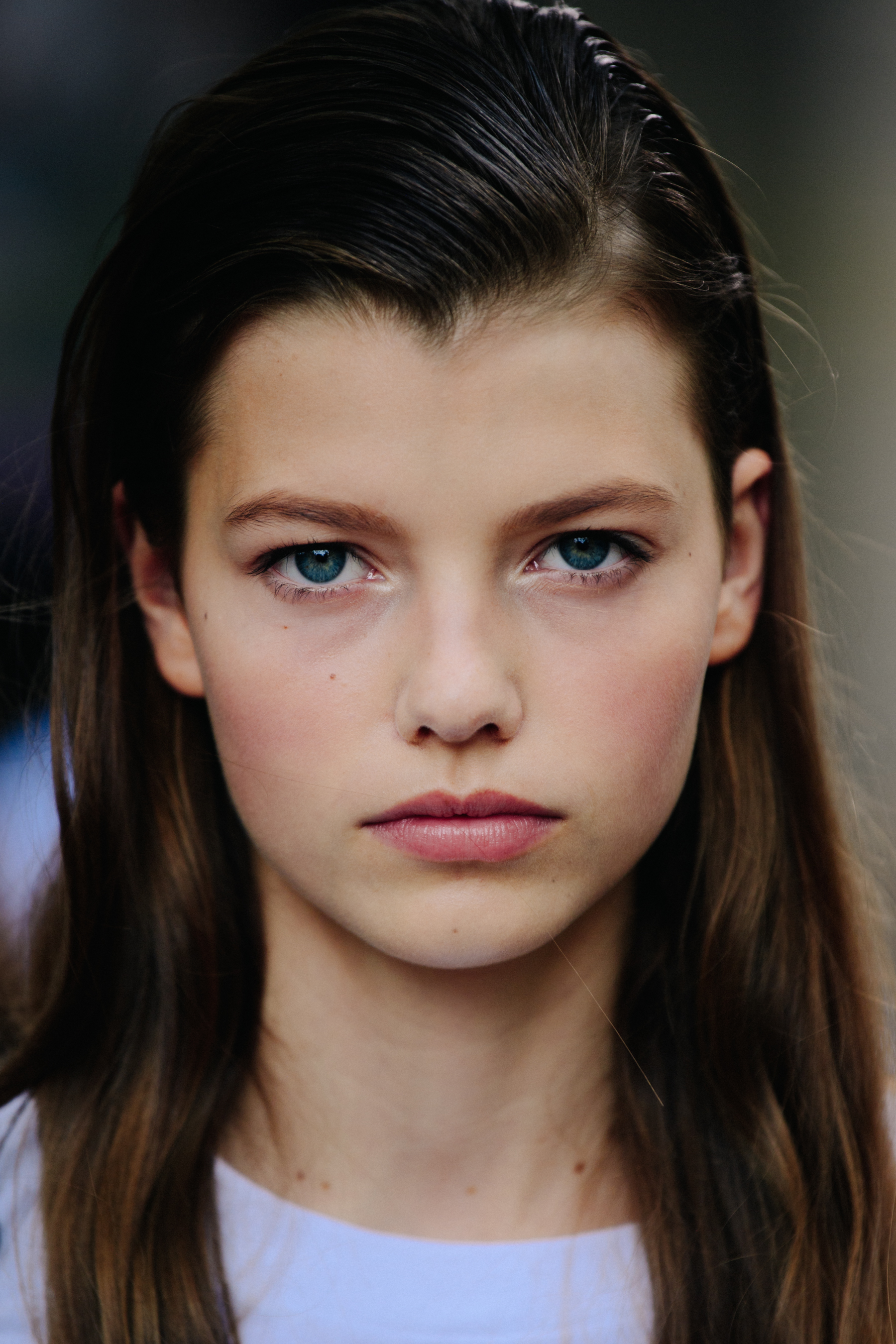 Portrait of Danish model with blue eyes