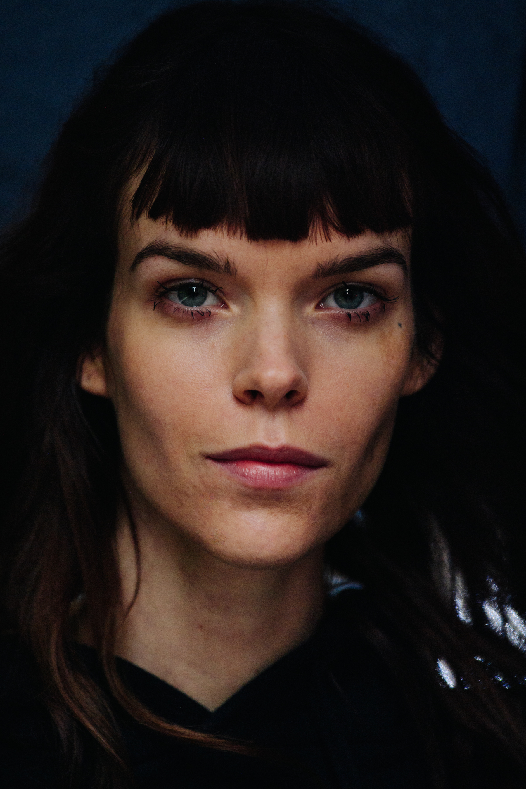 Portrait of model with blue eyes