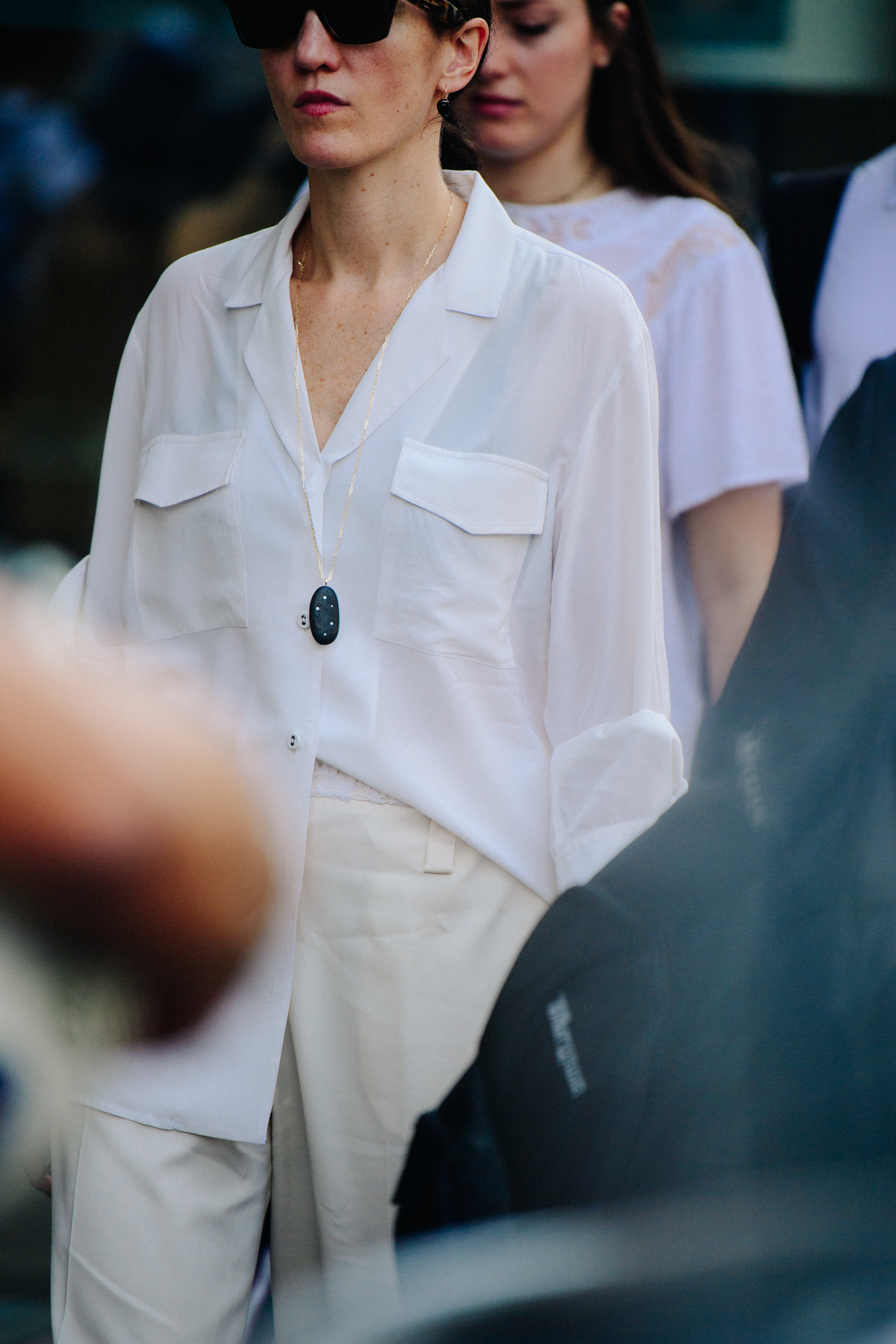 Woman wearing white outfit