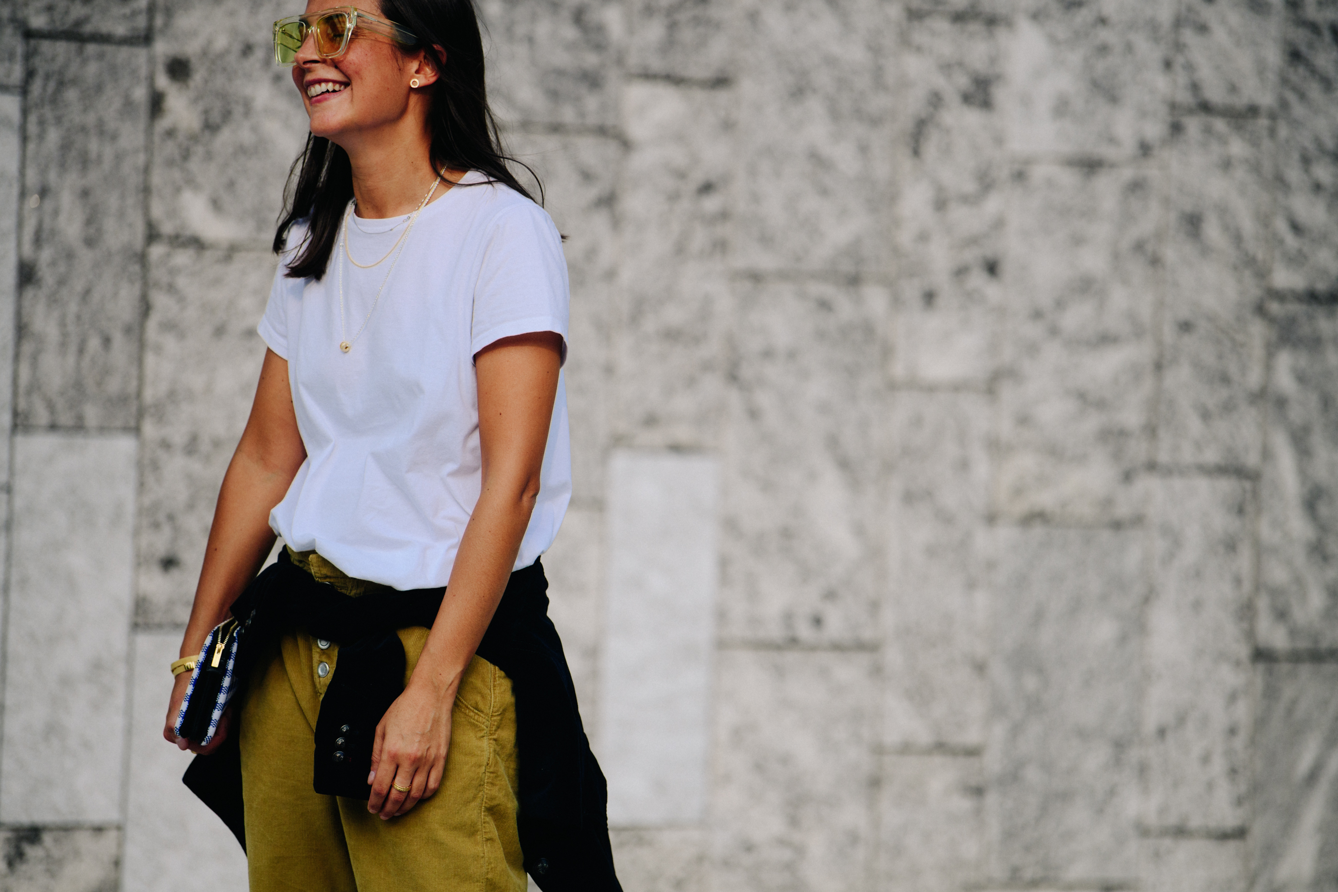 Woman wearing yellow pants