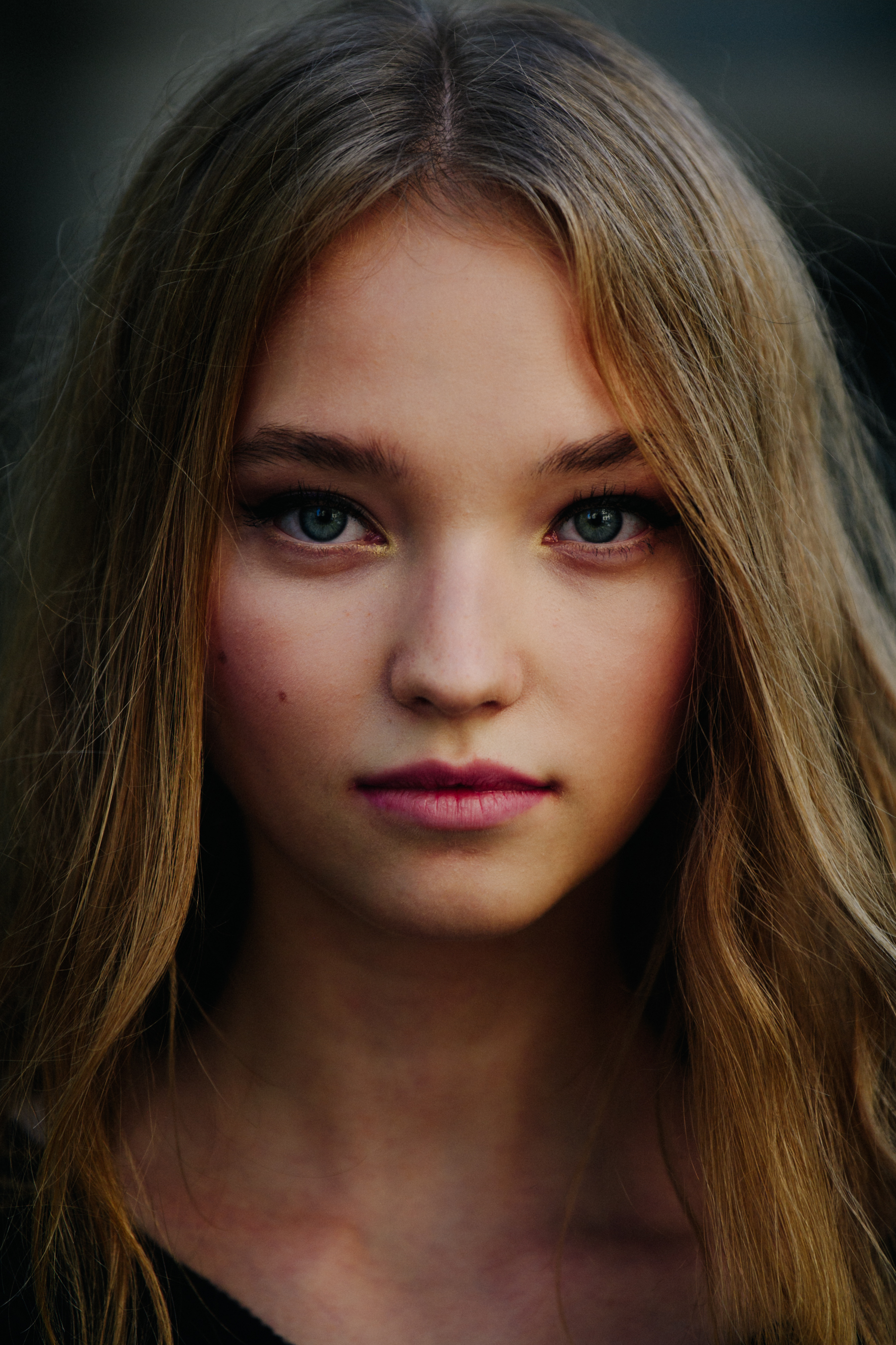 Portrait of model with blue eyes