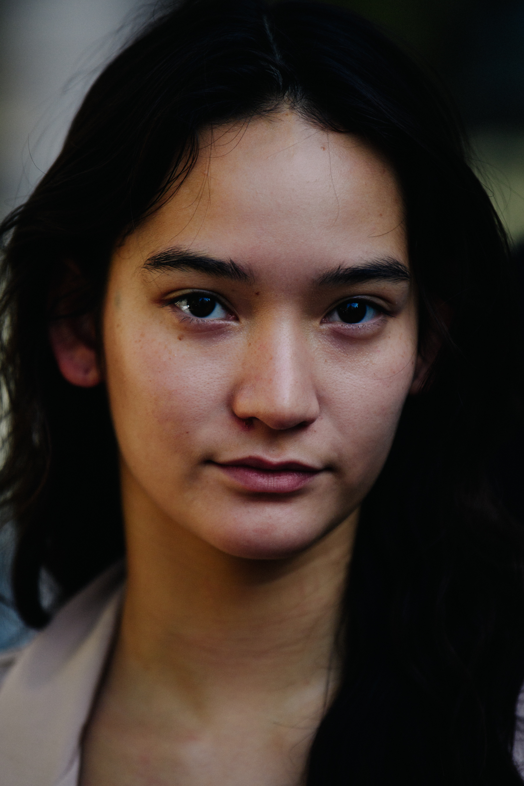 Portrait of model with dark hair