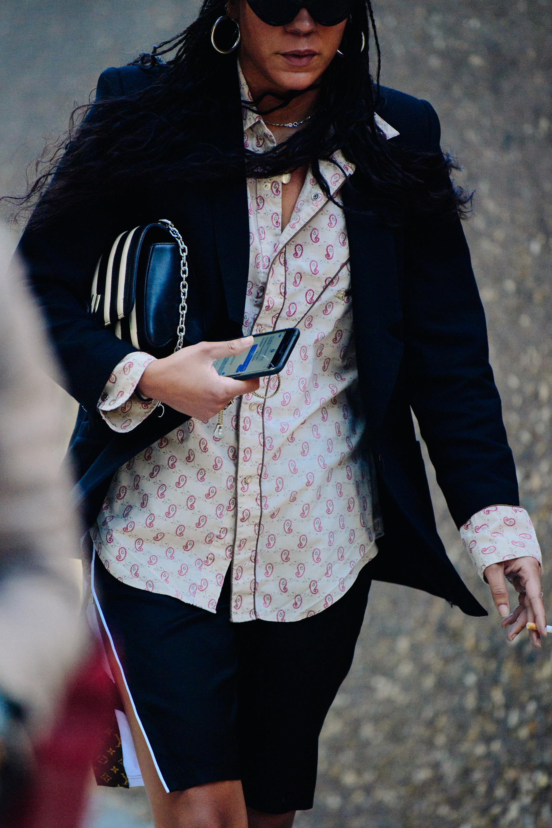 Woman wearing Paisley shirt