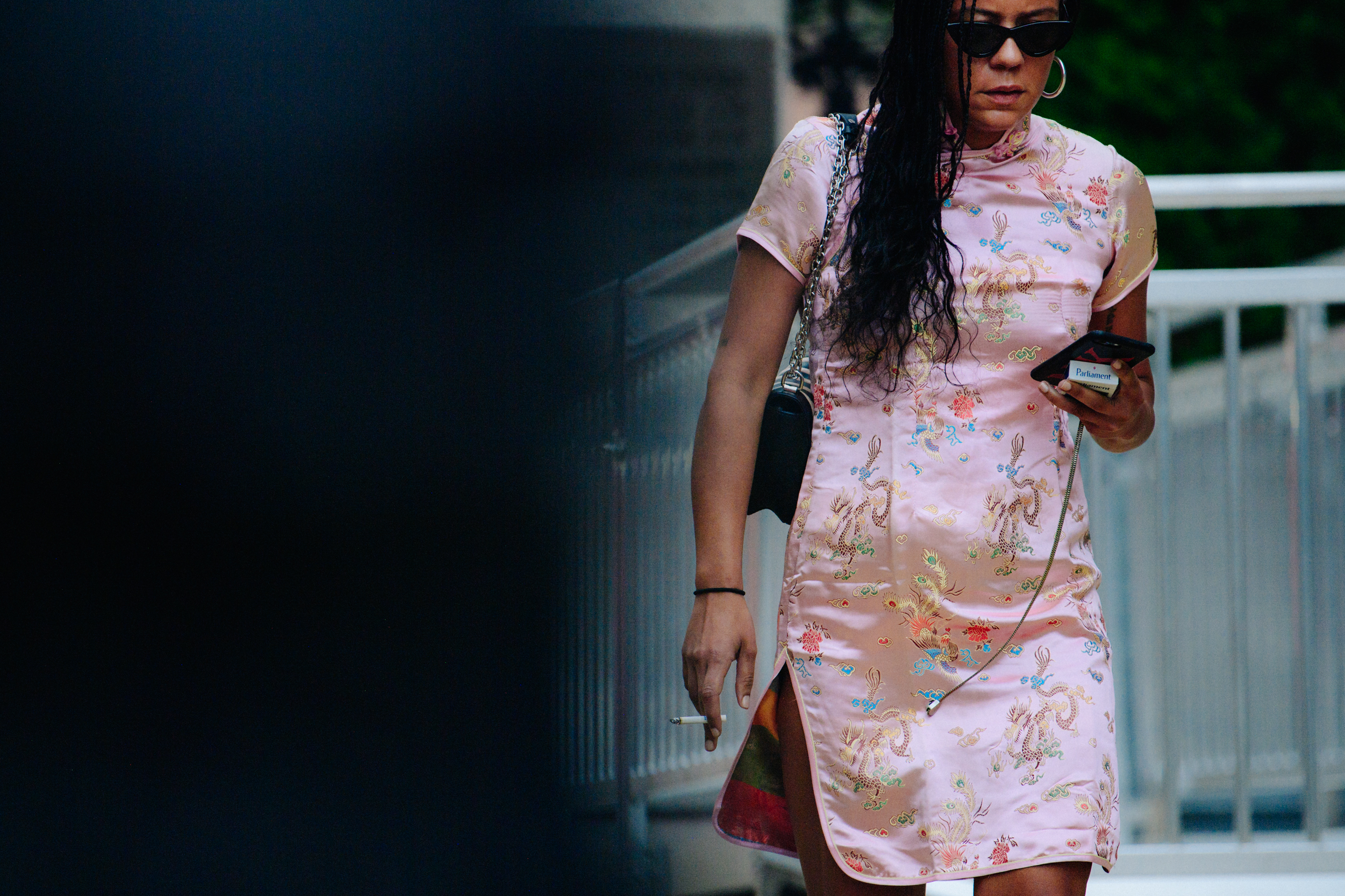 Woman wearing pink dress