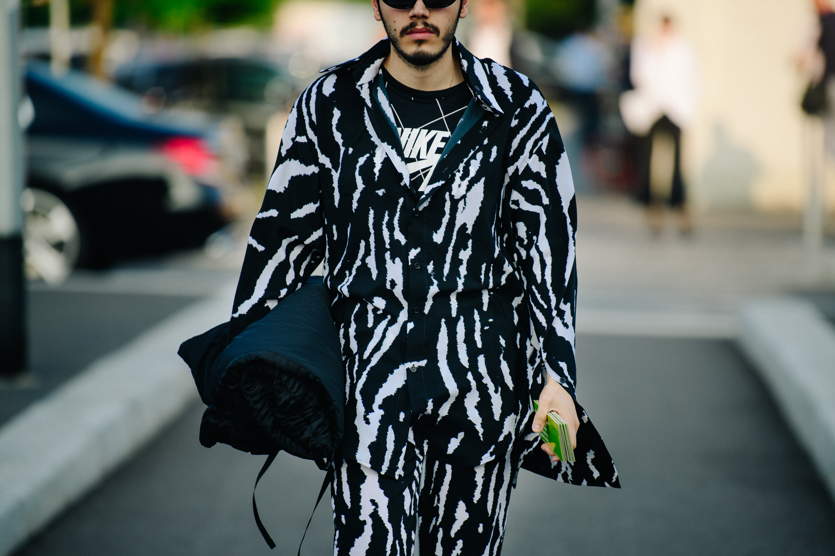 Man wearing striped outfit