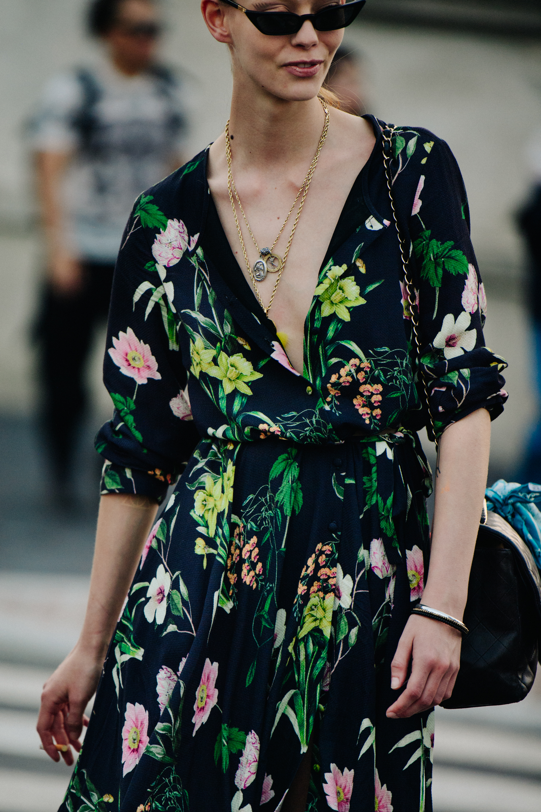 Model weaing floral dress