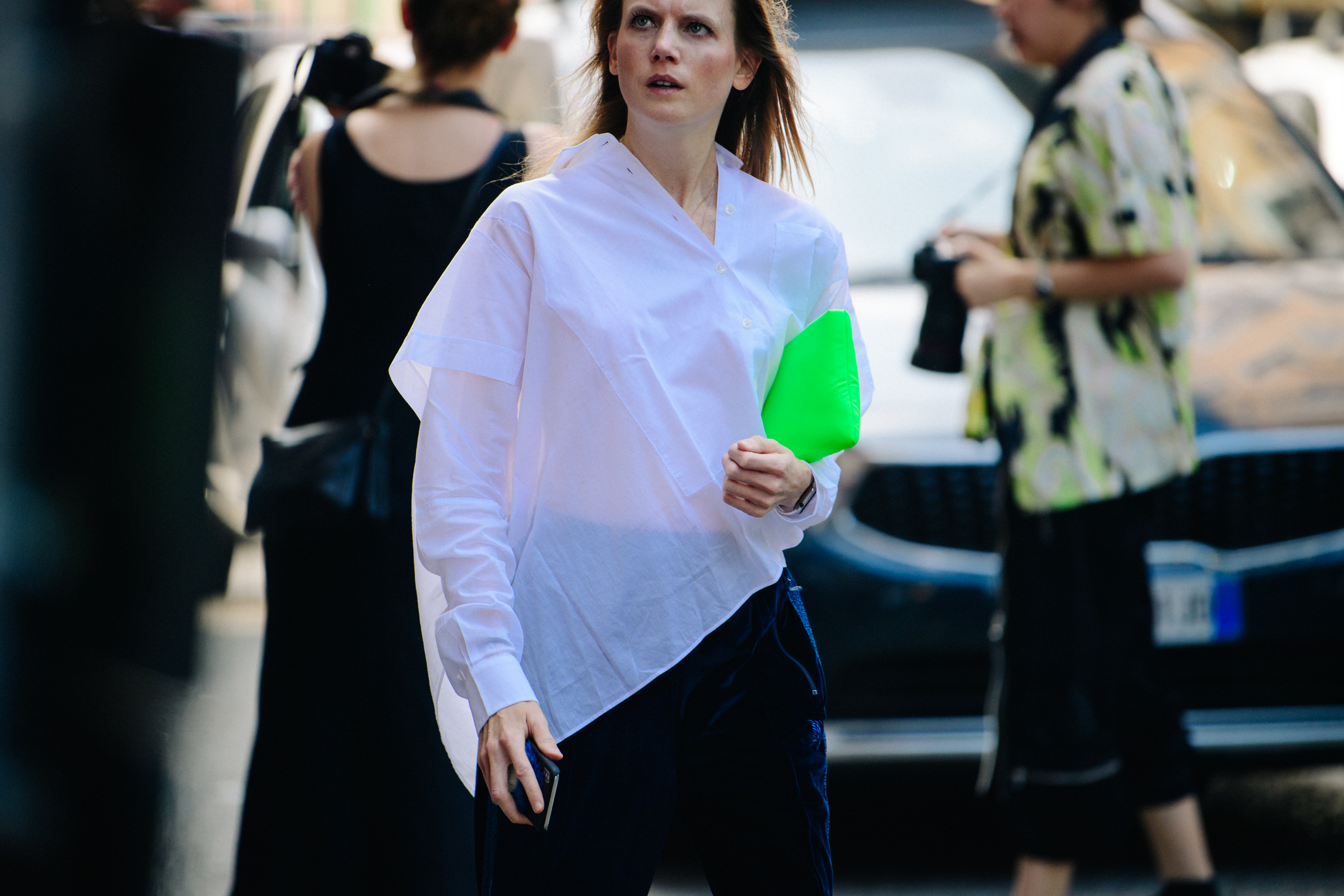 Woman wearing white shirt