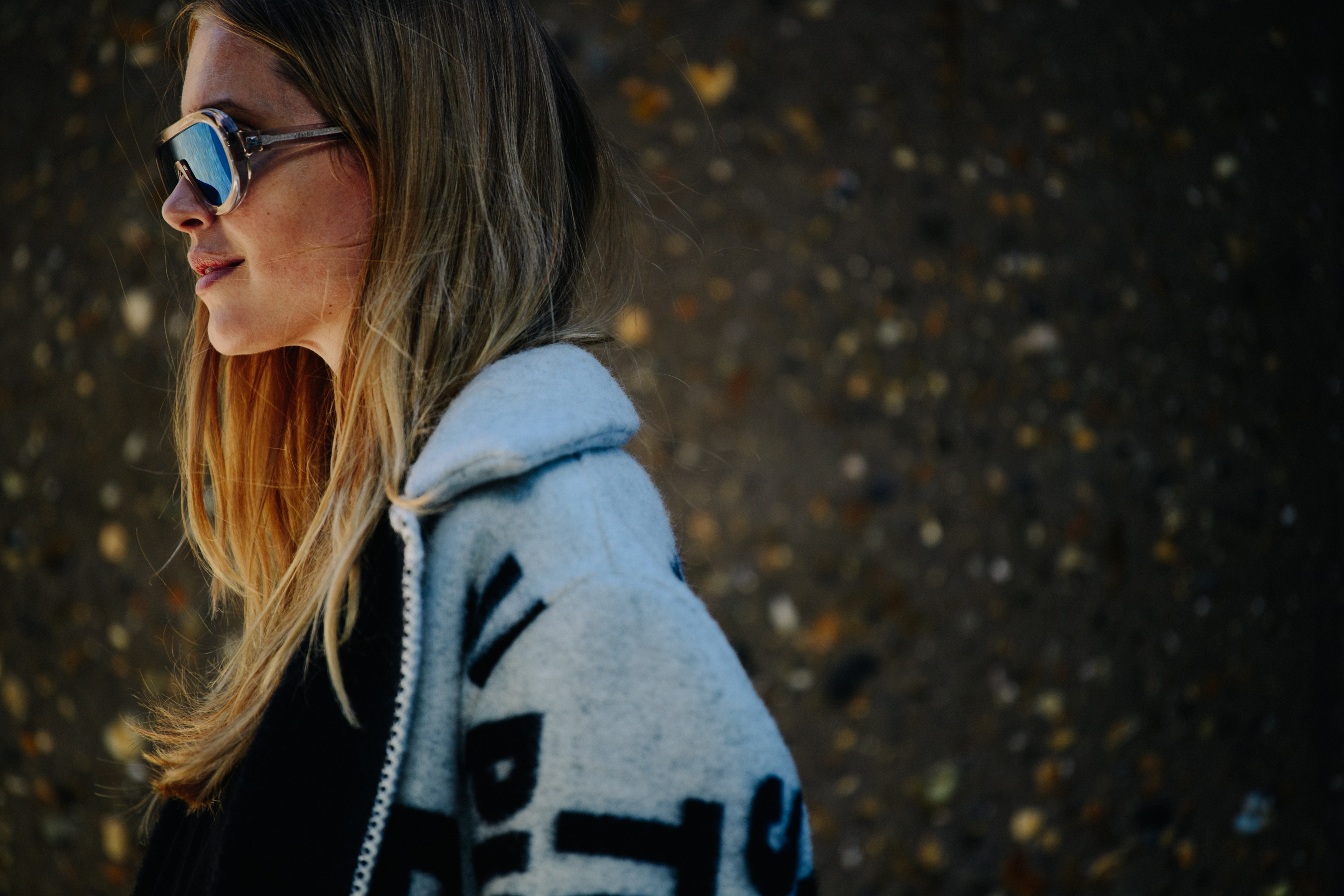 Danish blogger wearing large sunglasses