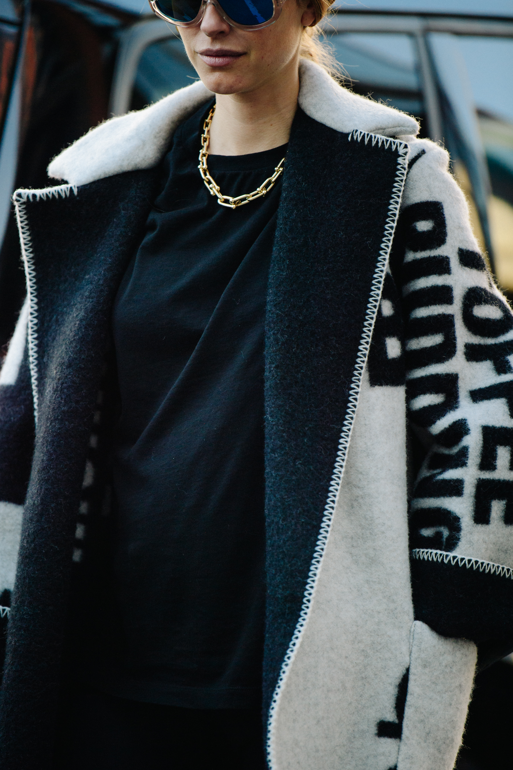 Danish blogger wearing black wool coat
