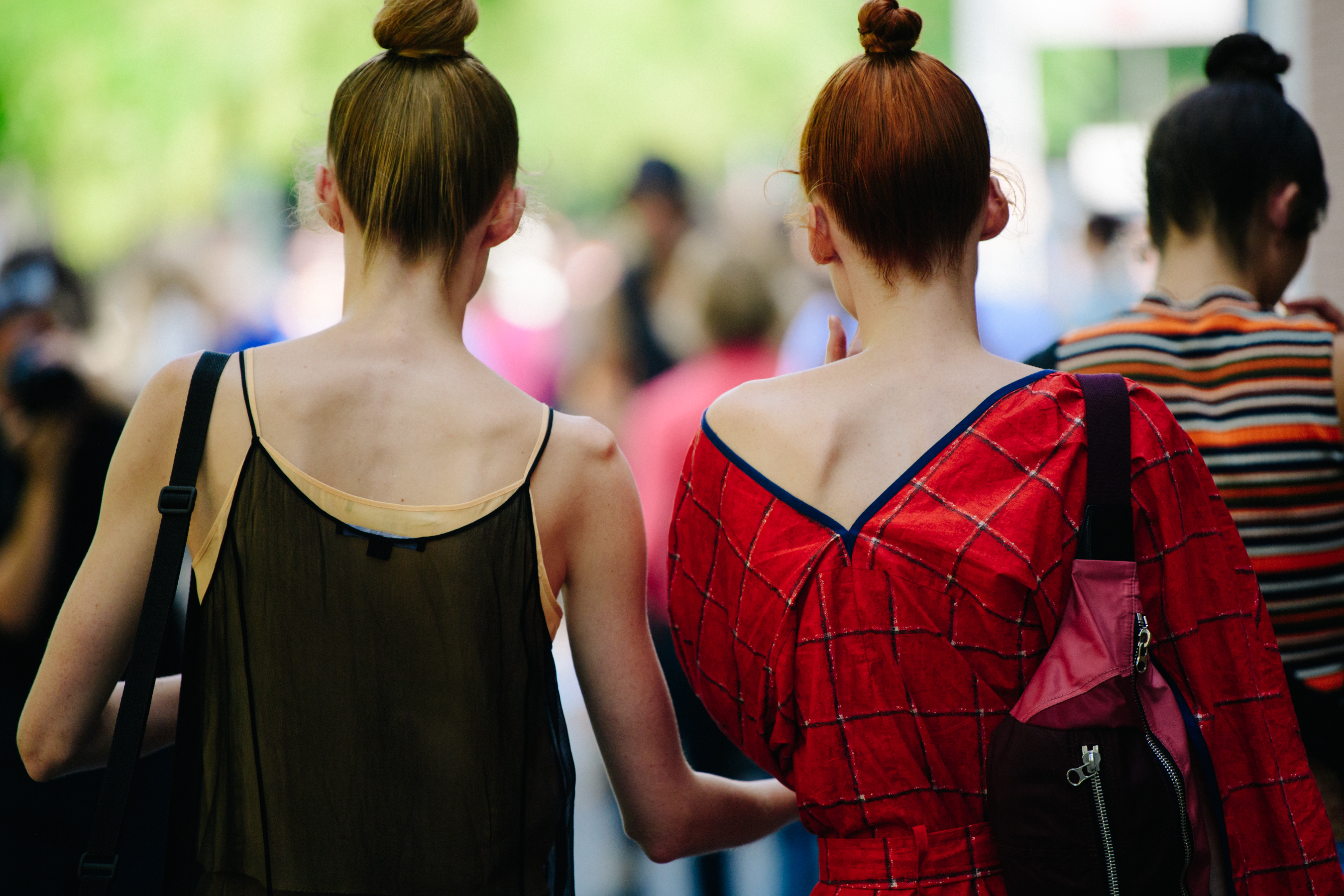 Two models leaving show