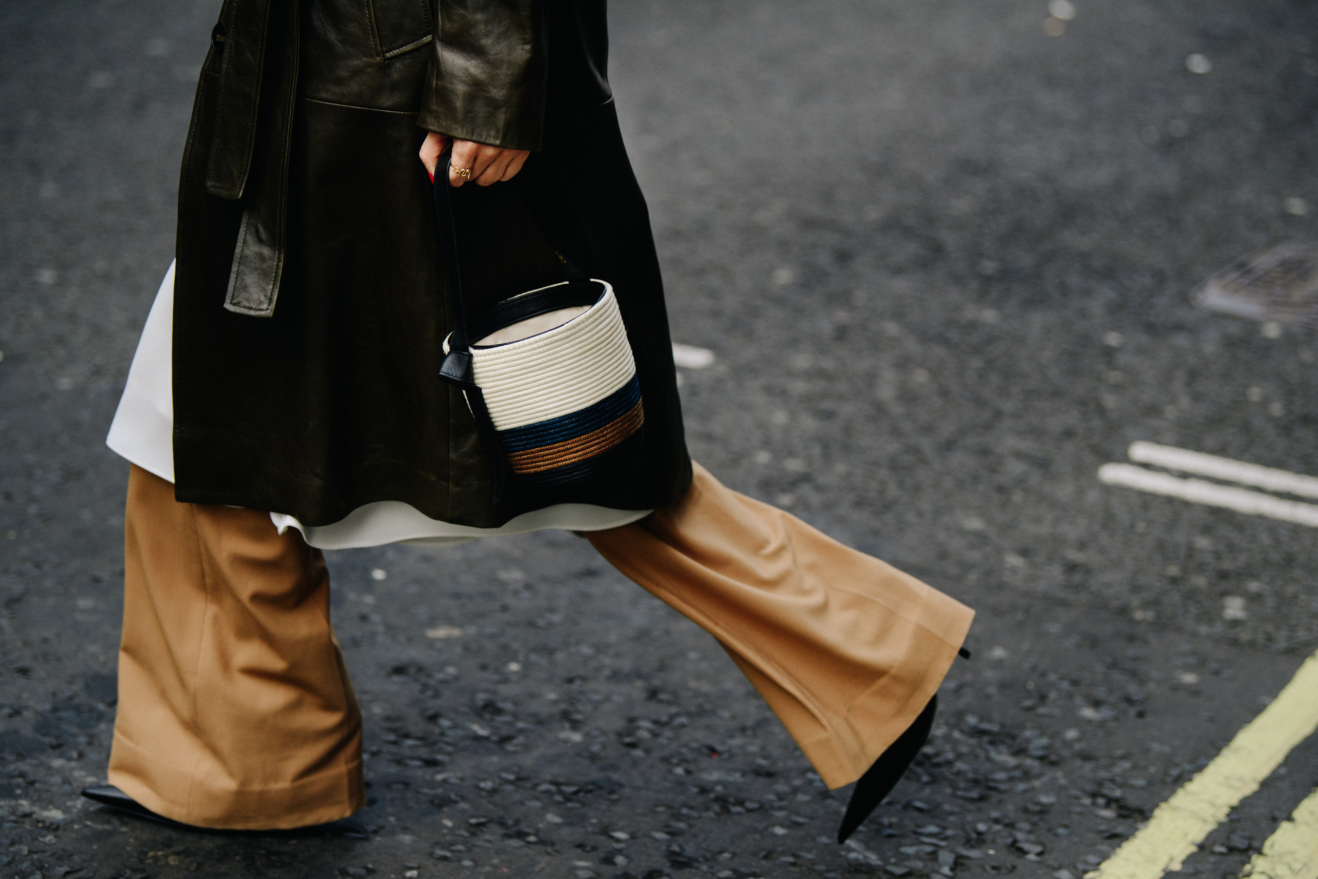 Woman wearing brown pants
