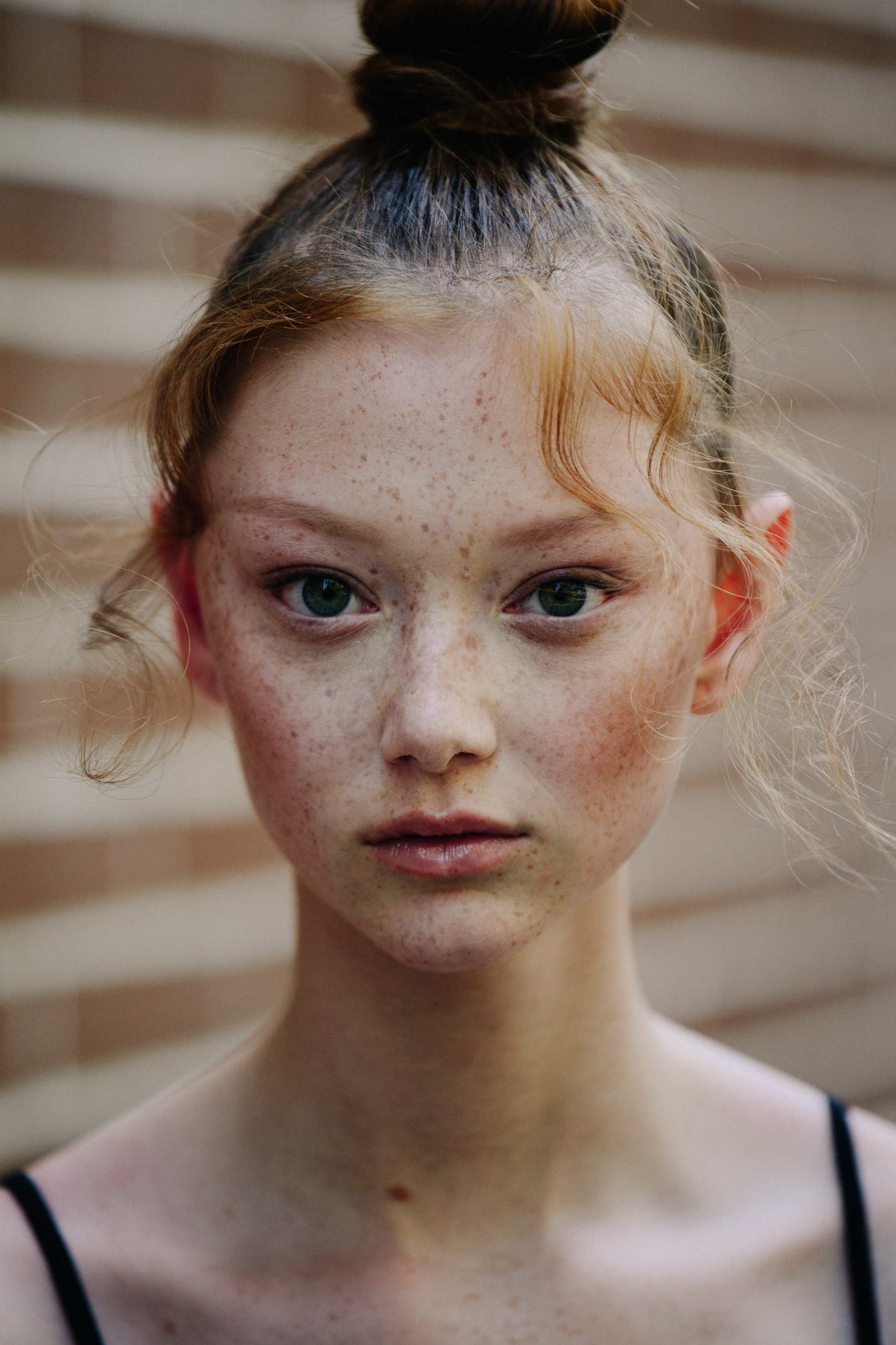 Portrait of model with freckles