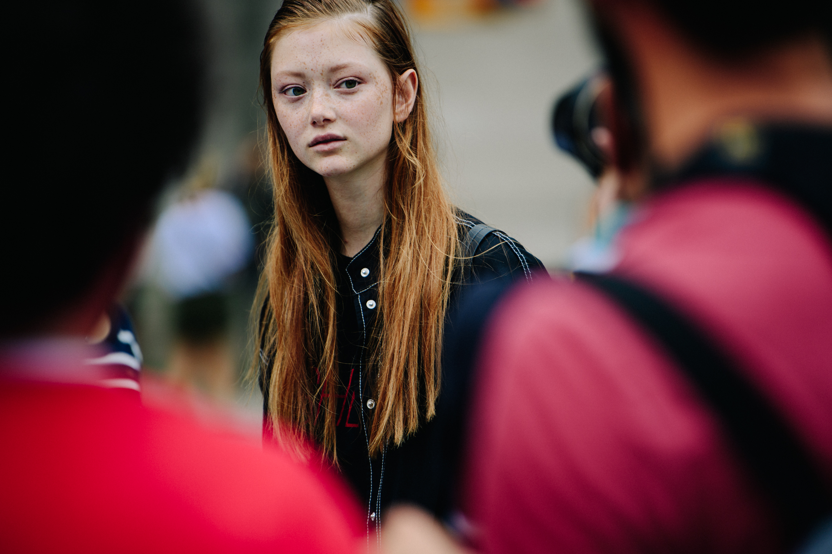 Model with long red hair