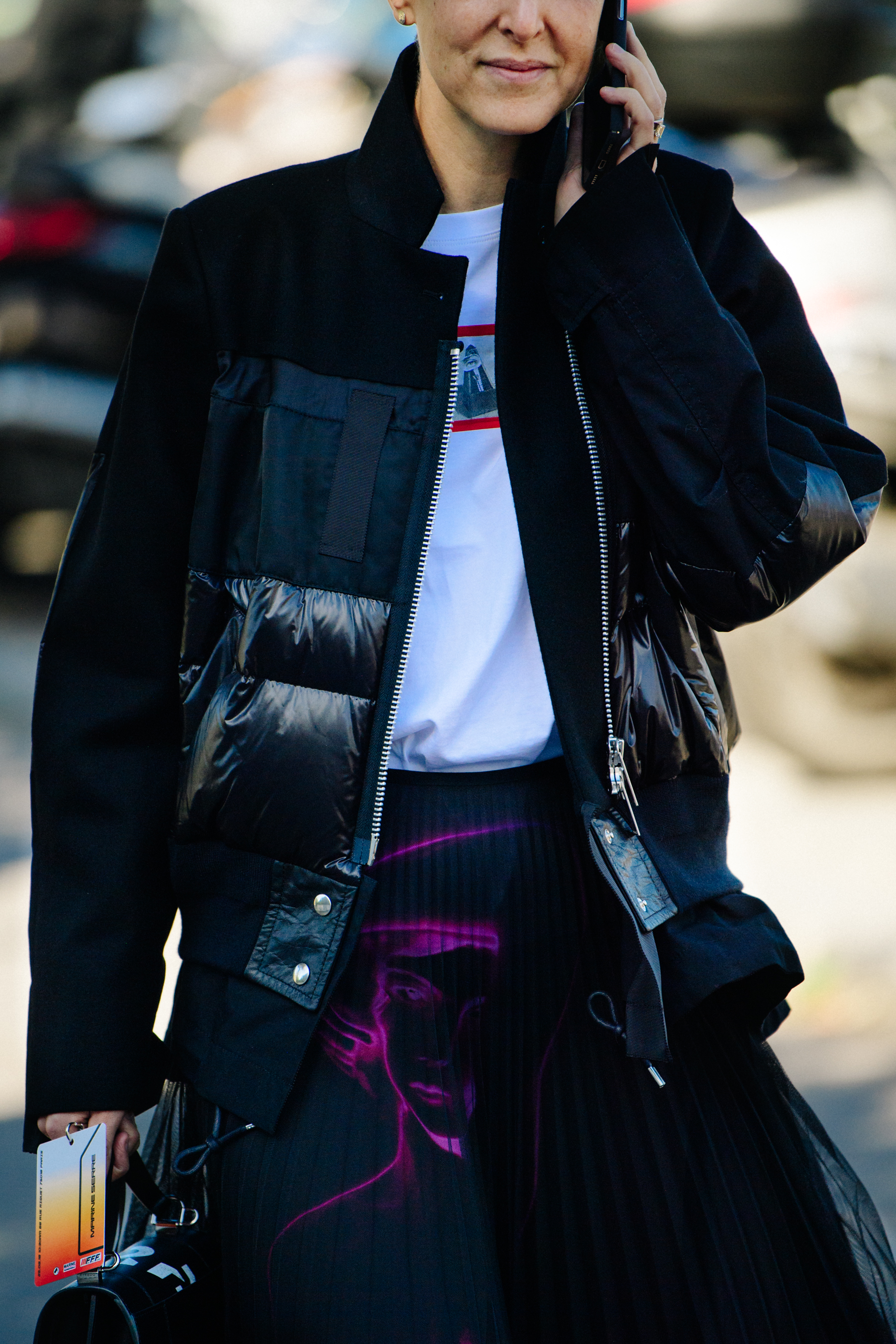 Woman wearing black jacket