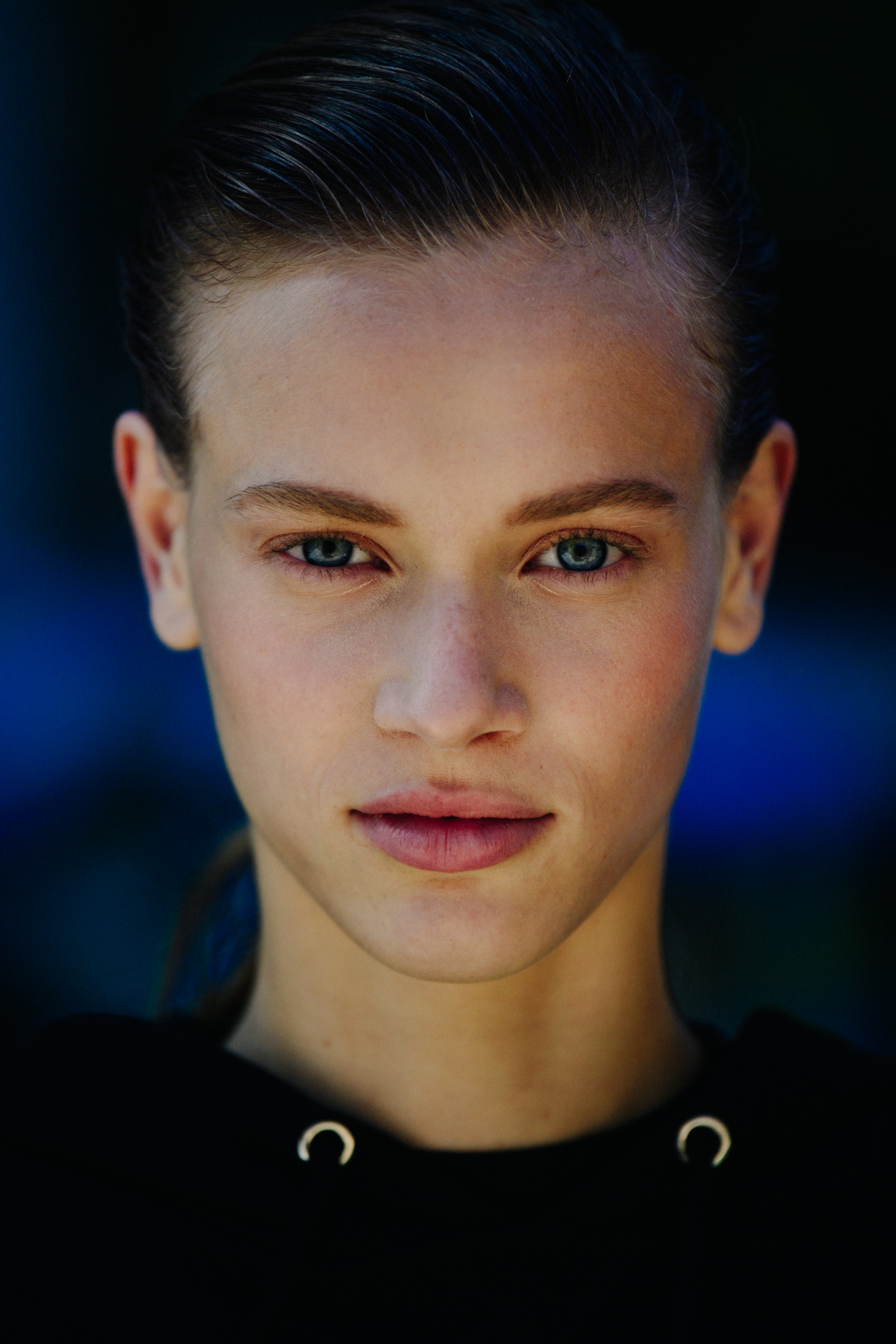 Portrait of model with blue eyes