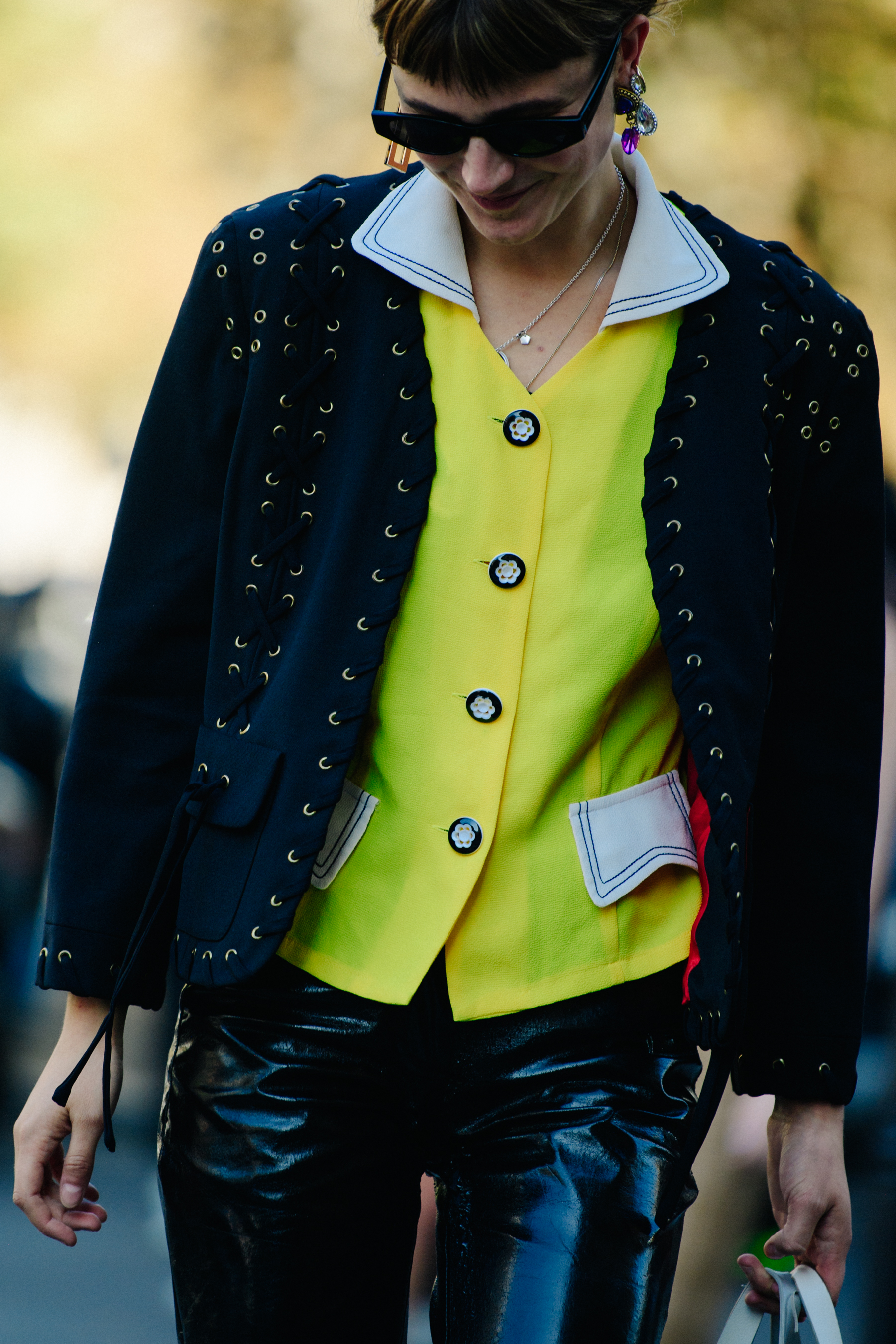 Woman wearing yellow jacket