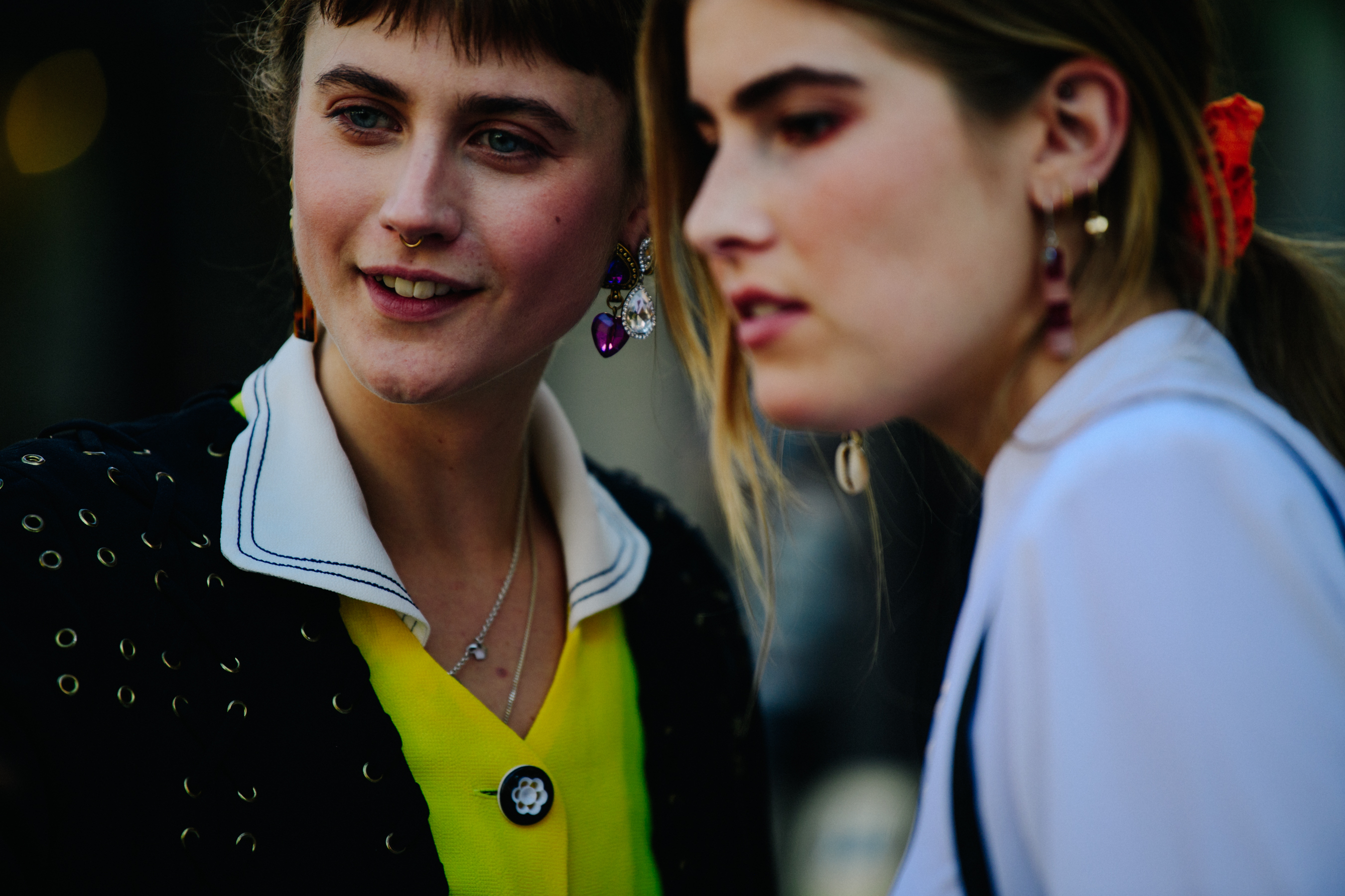 Danish woman wearing jewel earrings