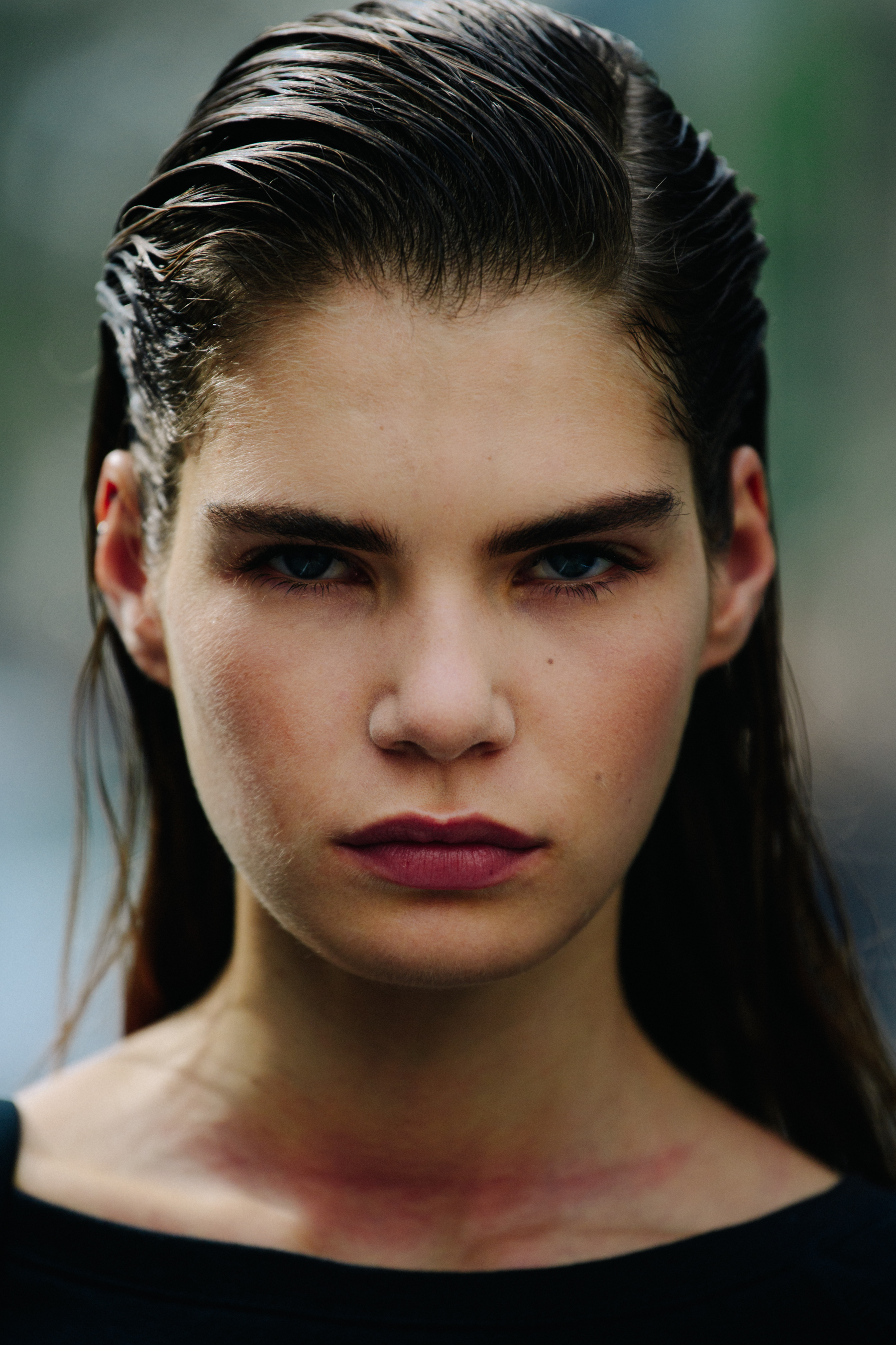Portrait of Danish model with blue eyes