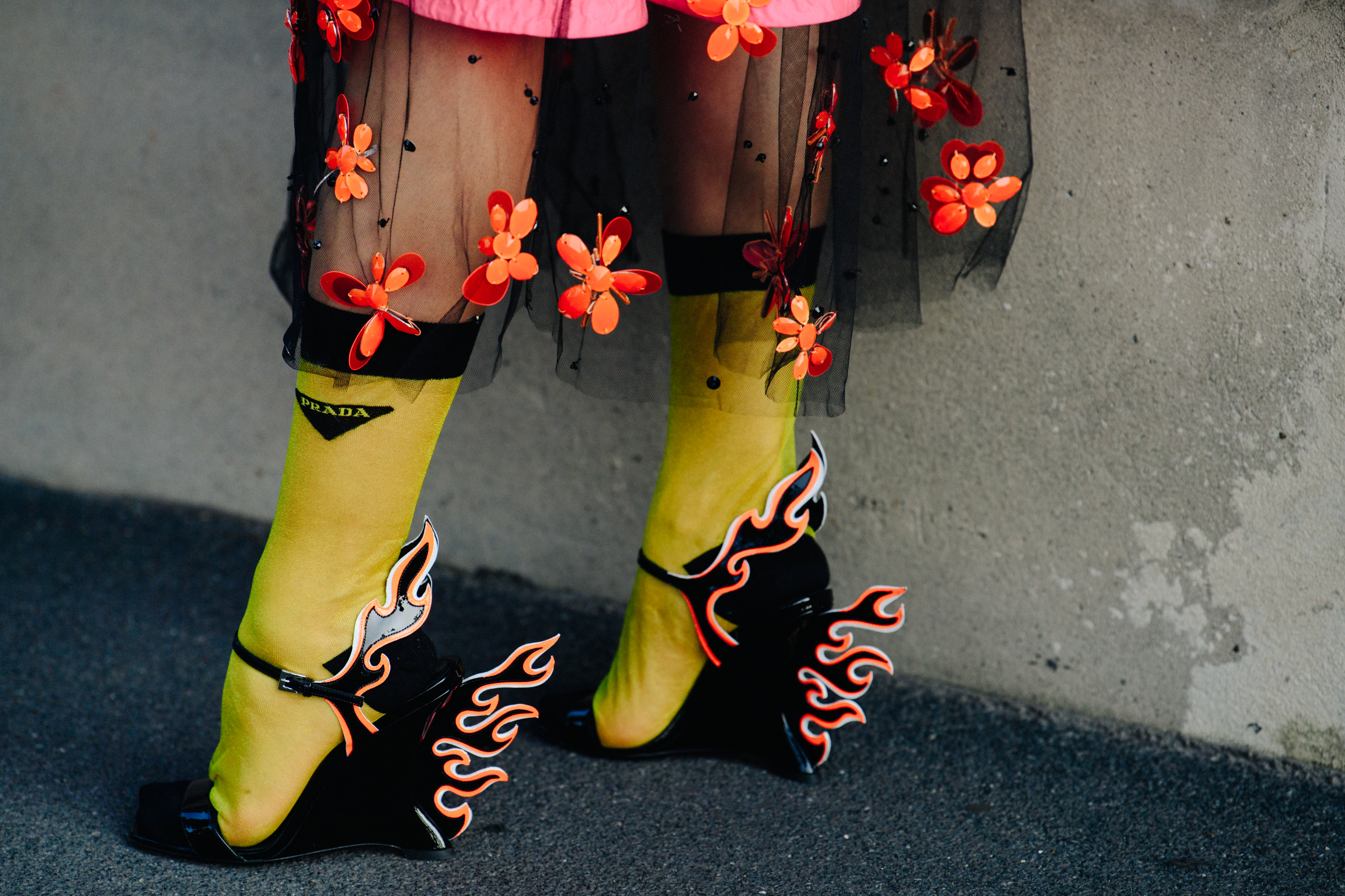 Woman wearing Prada heels