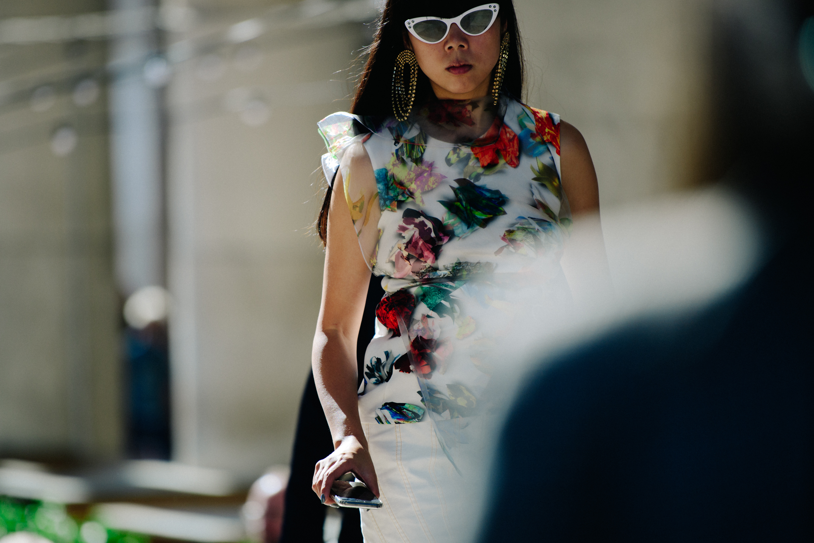 Asian blogger wearing floral dress