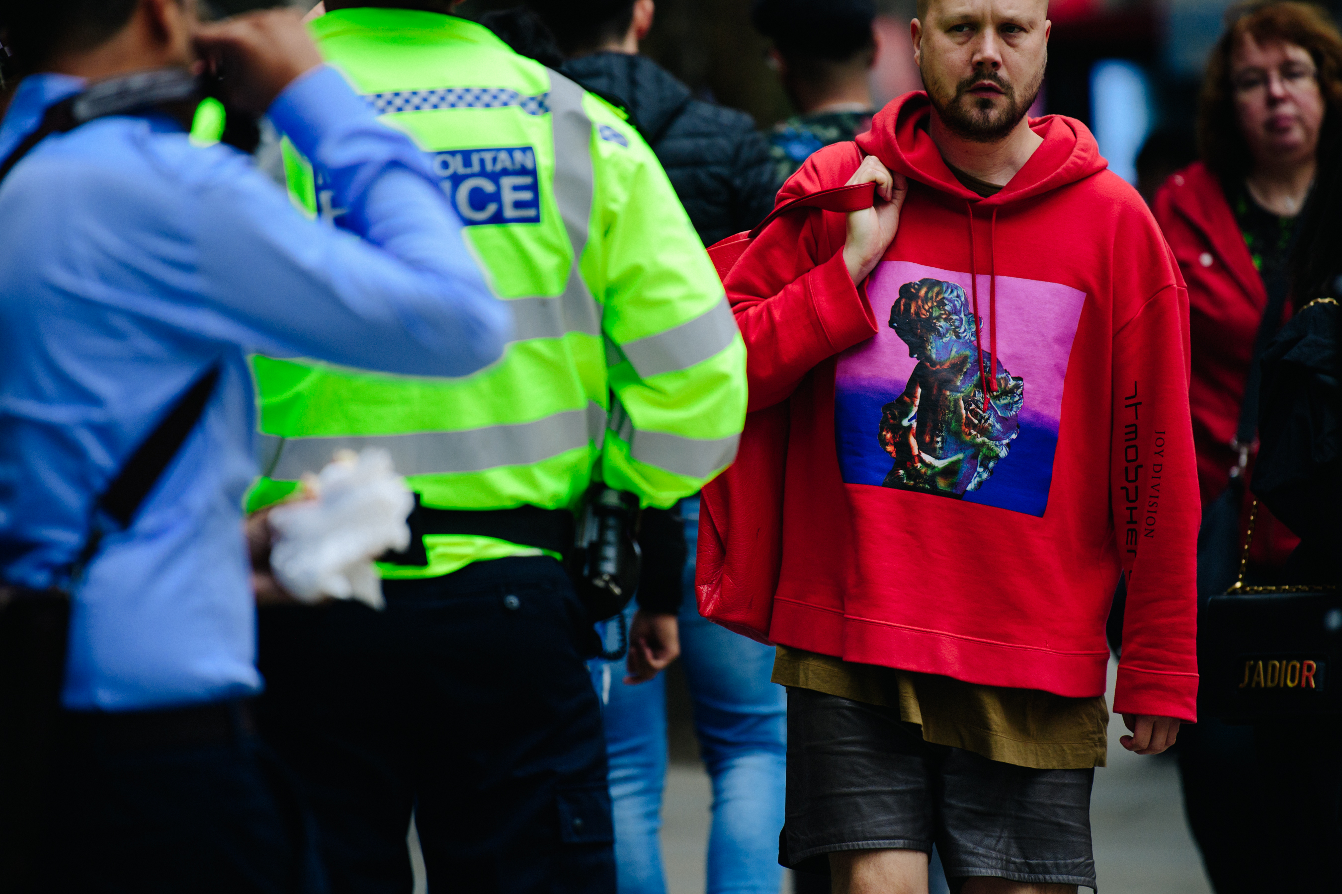 Man wearing red hoodie
