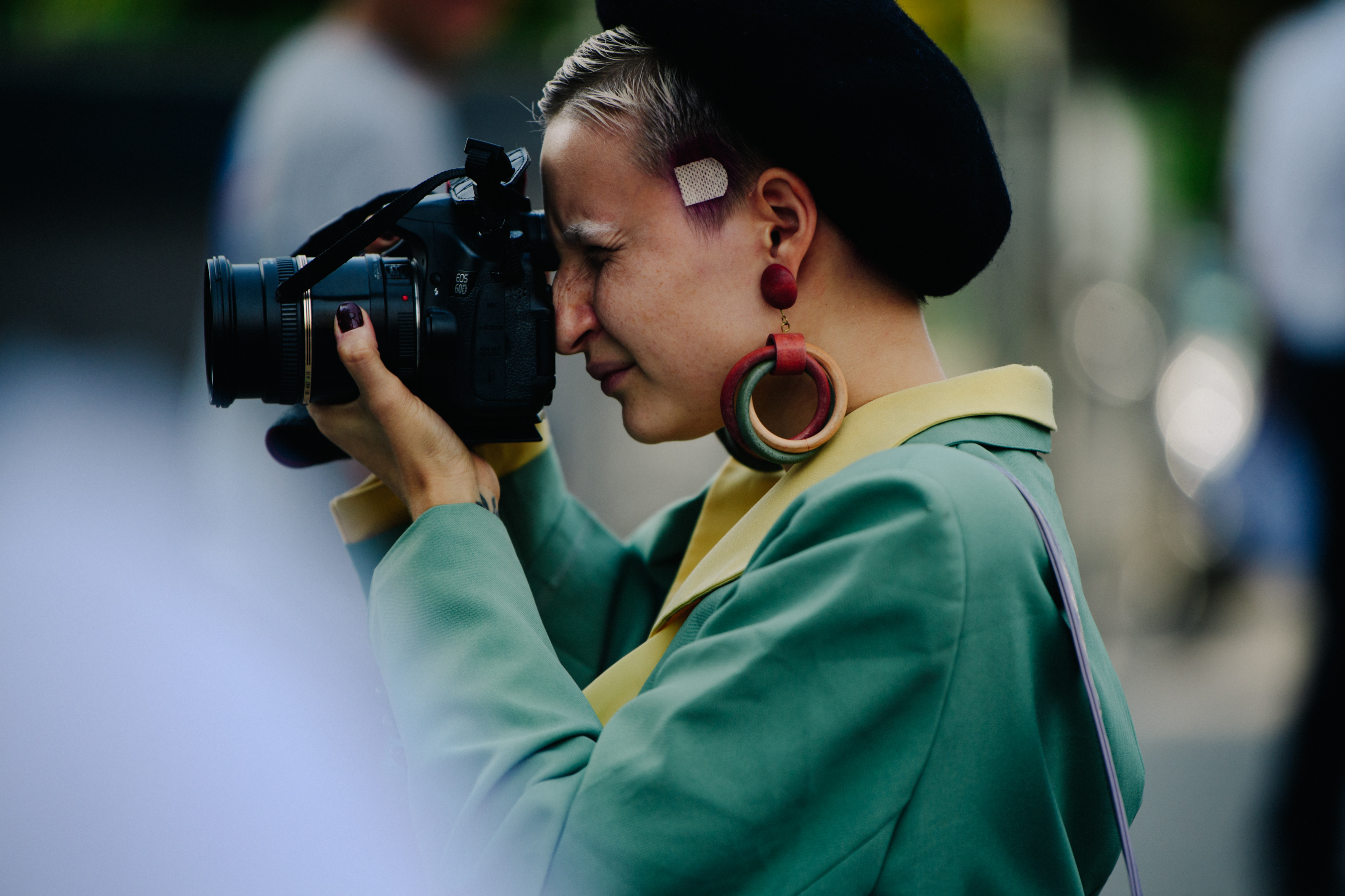 Woman wearing green suit