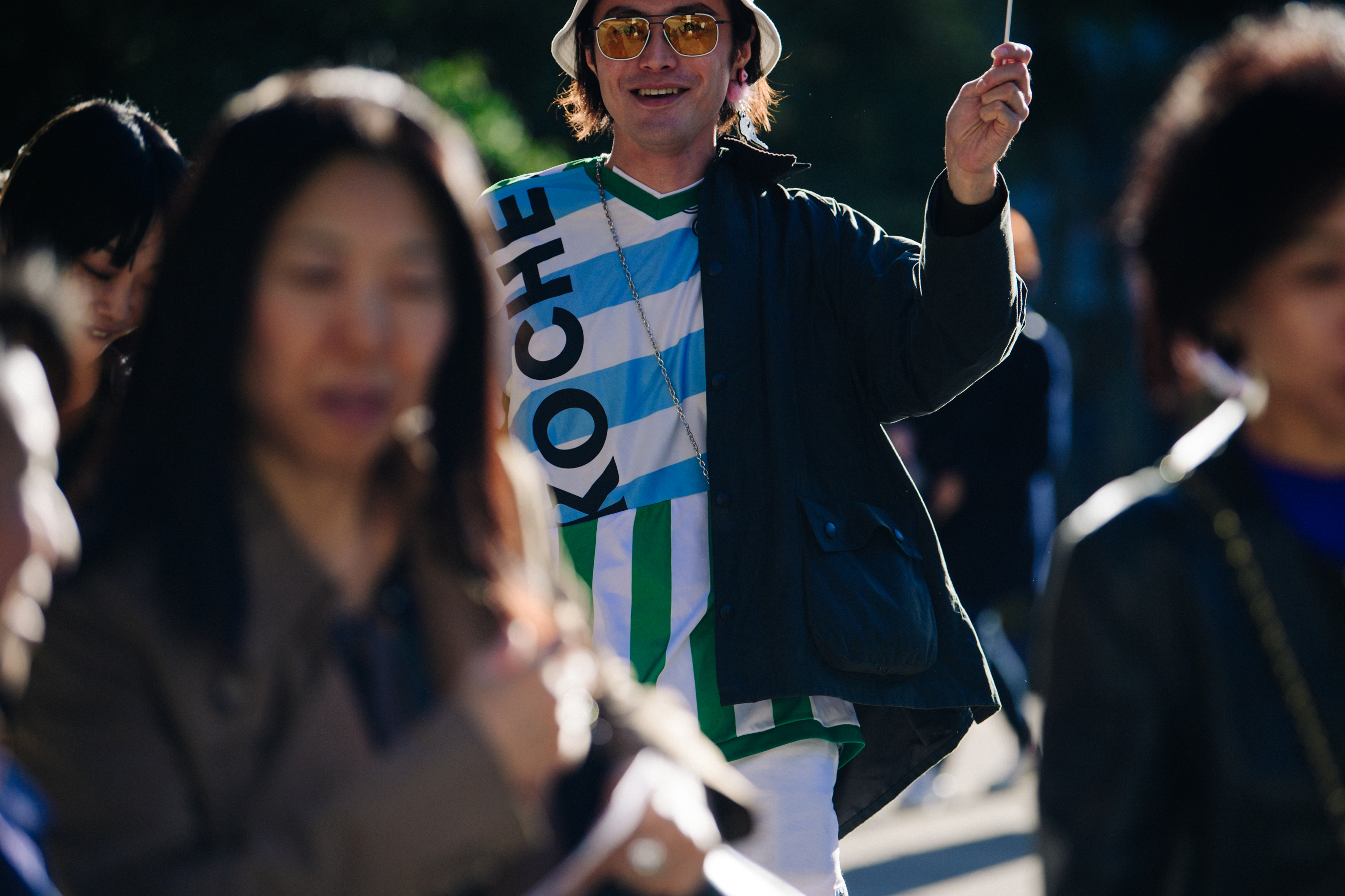 Japanese man wearing striped top