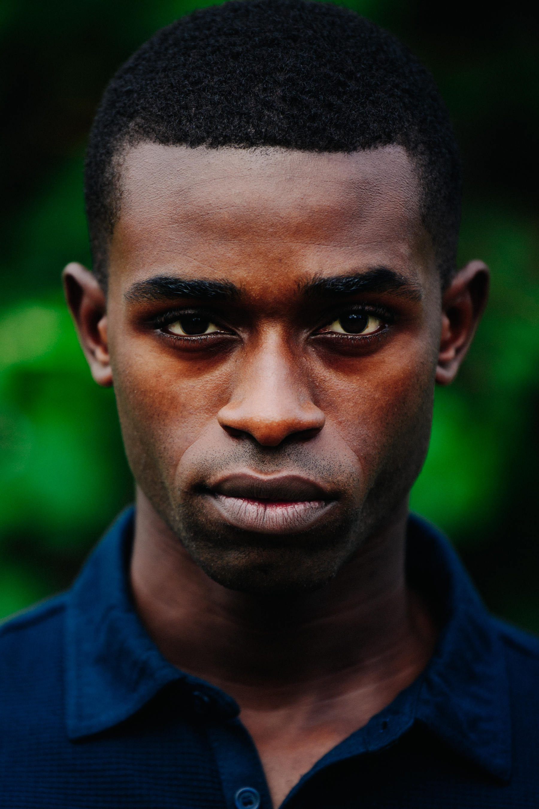Portrait of model with short buzzed hair