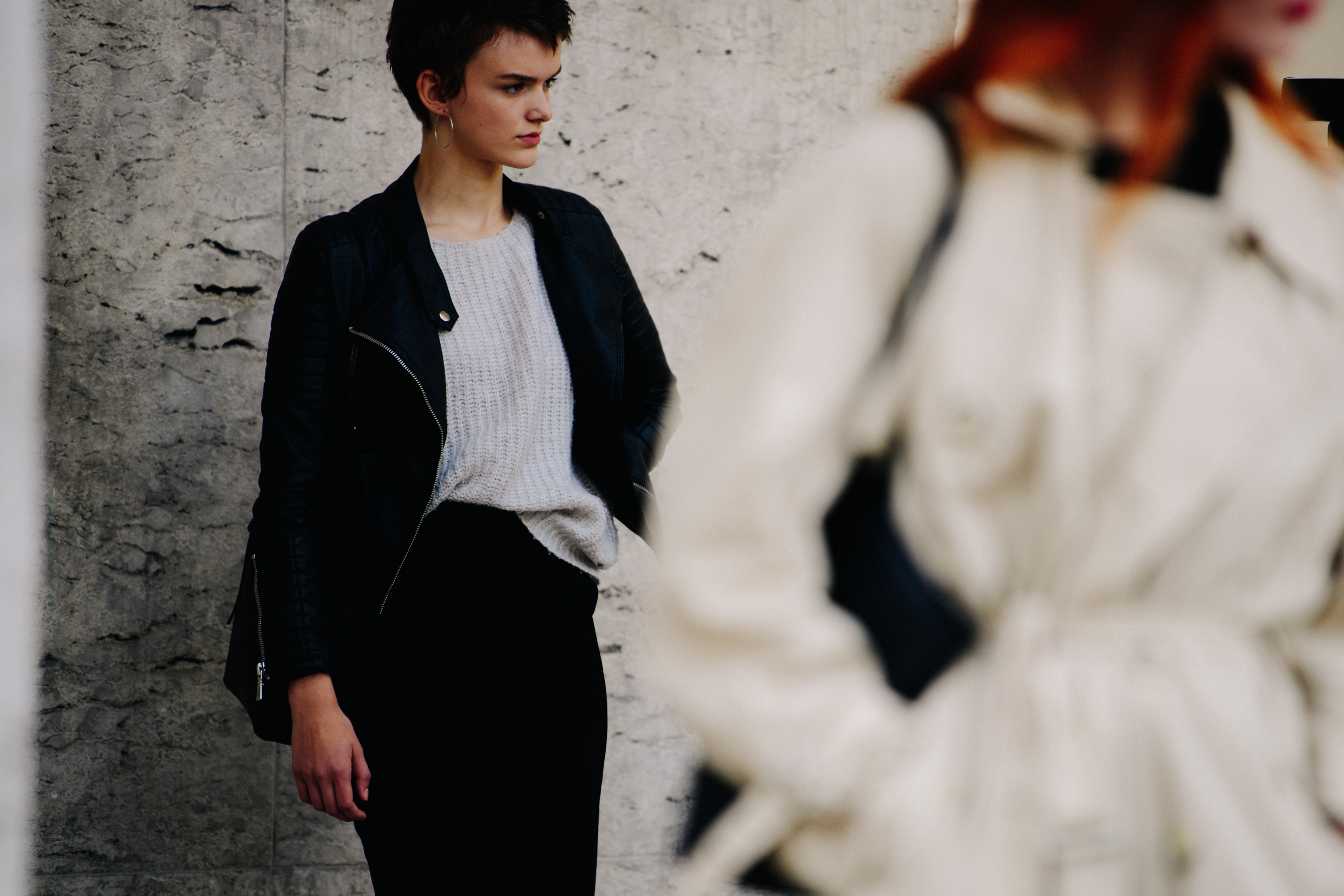 Model wearing wool jumper
