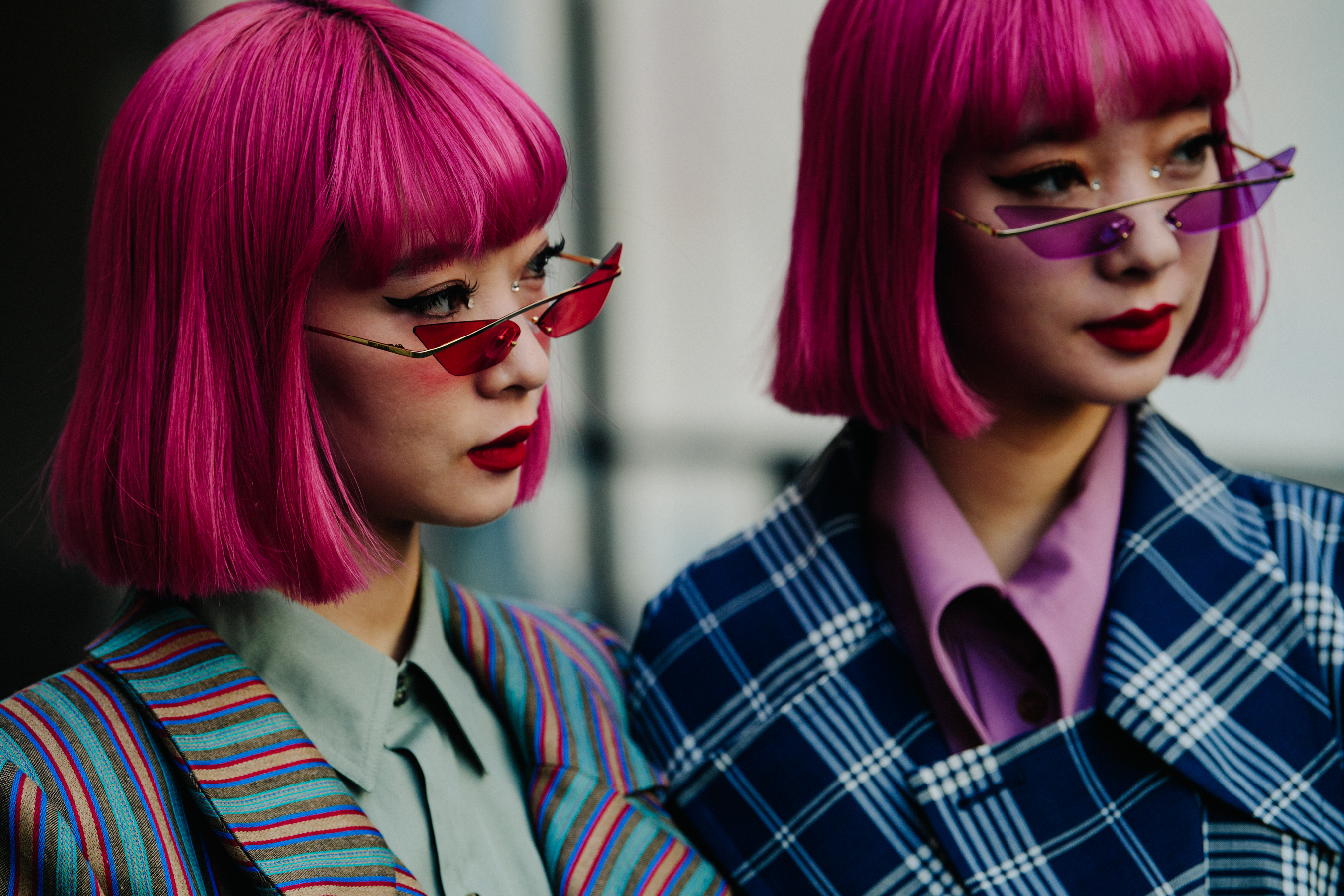 Japanese twins with pink hair