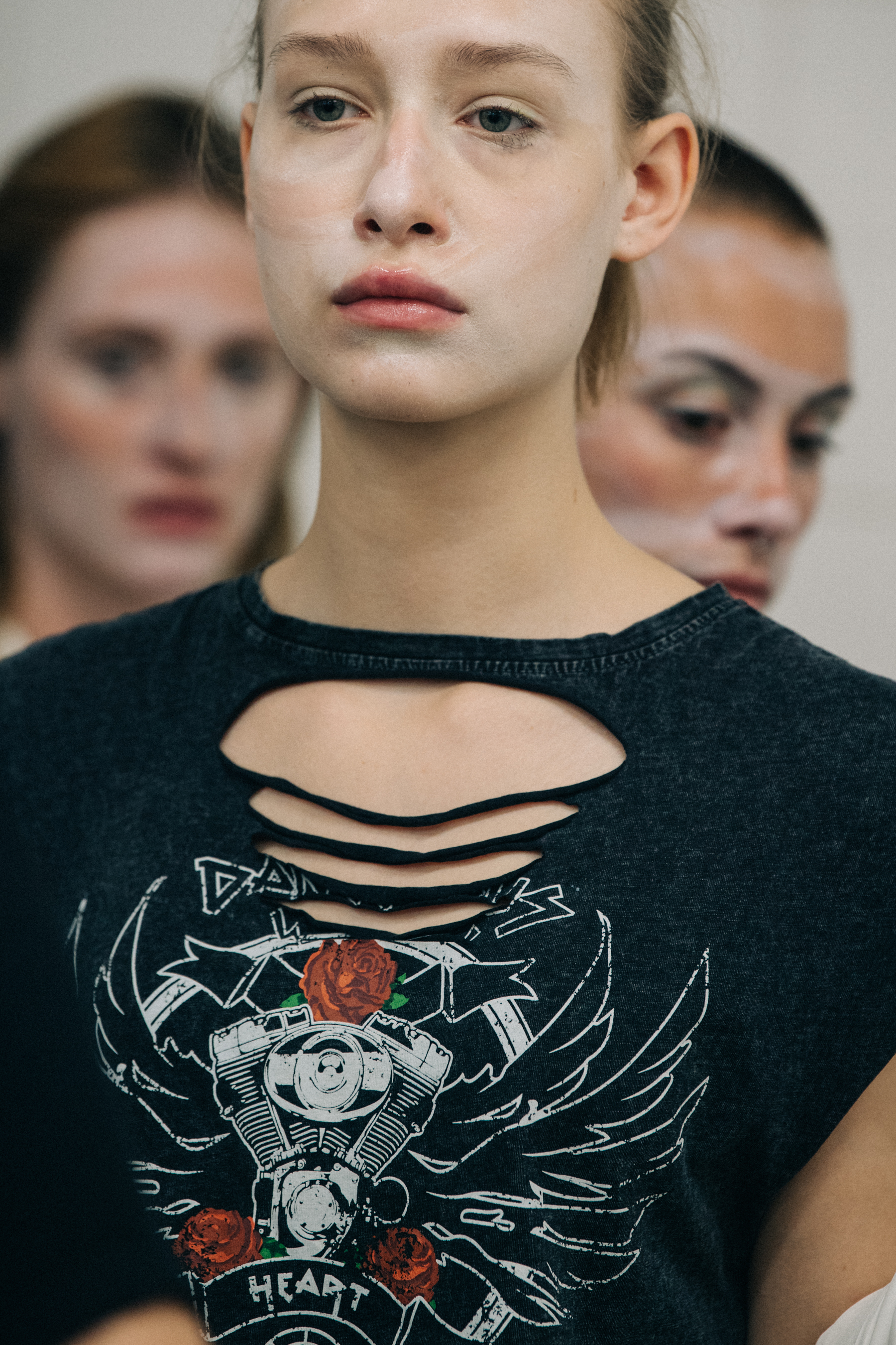 Model wearing black outfit at VF Vandevorst