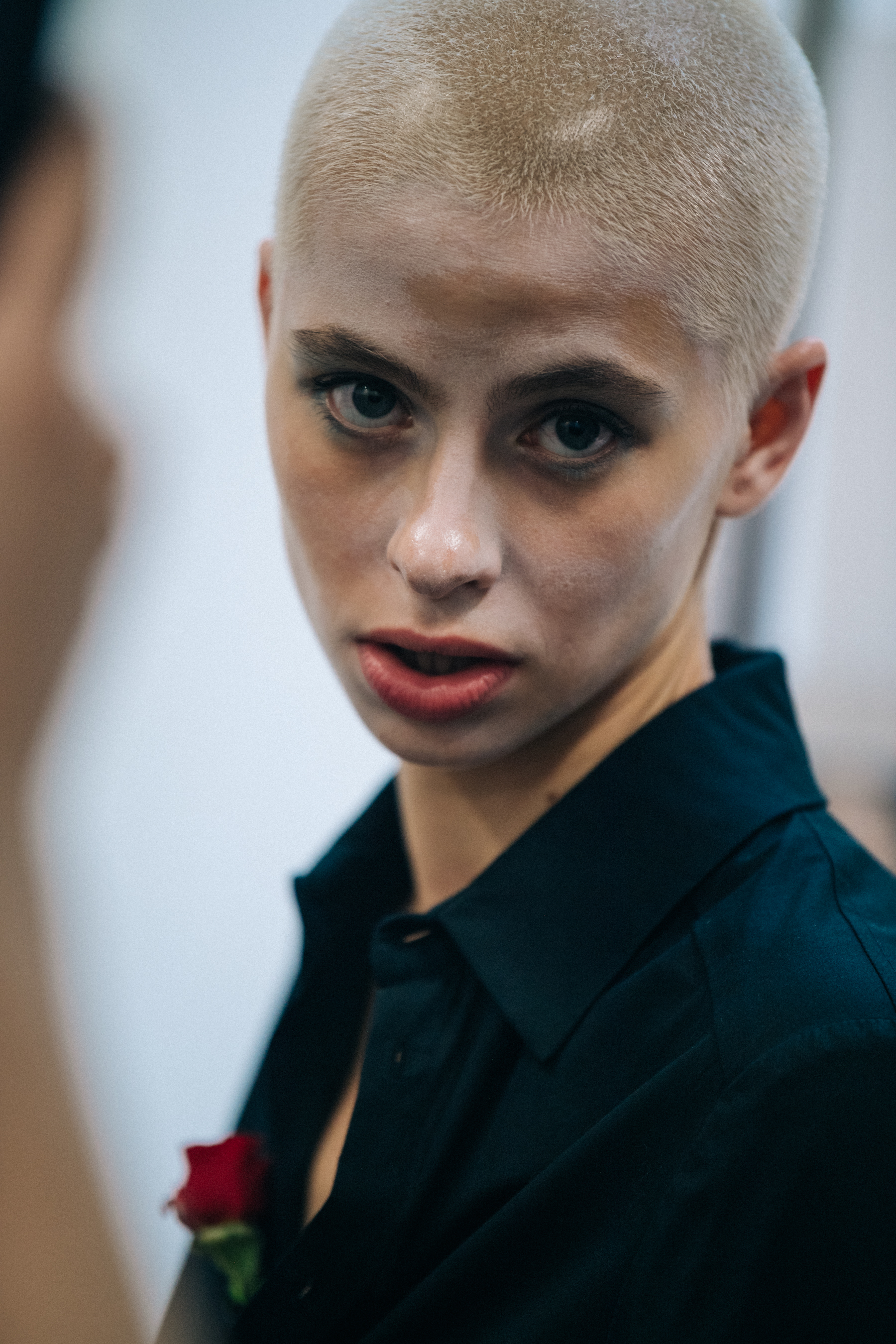 Model wearing black outfit at VF Vandevorst
