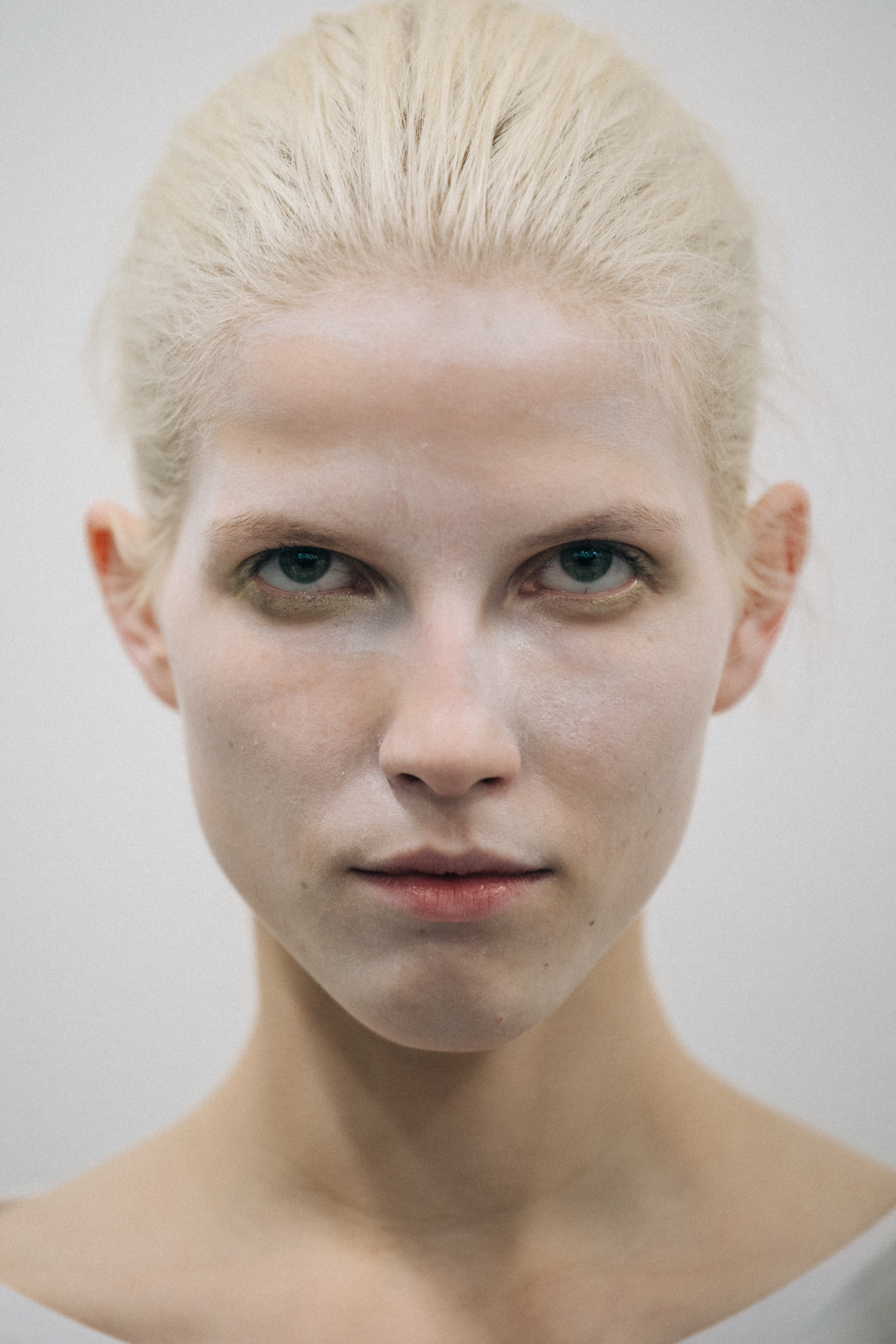 Portrait of model with white hair