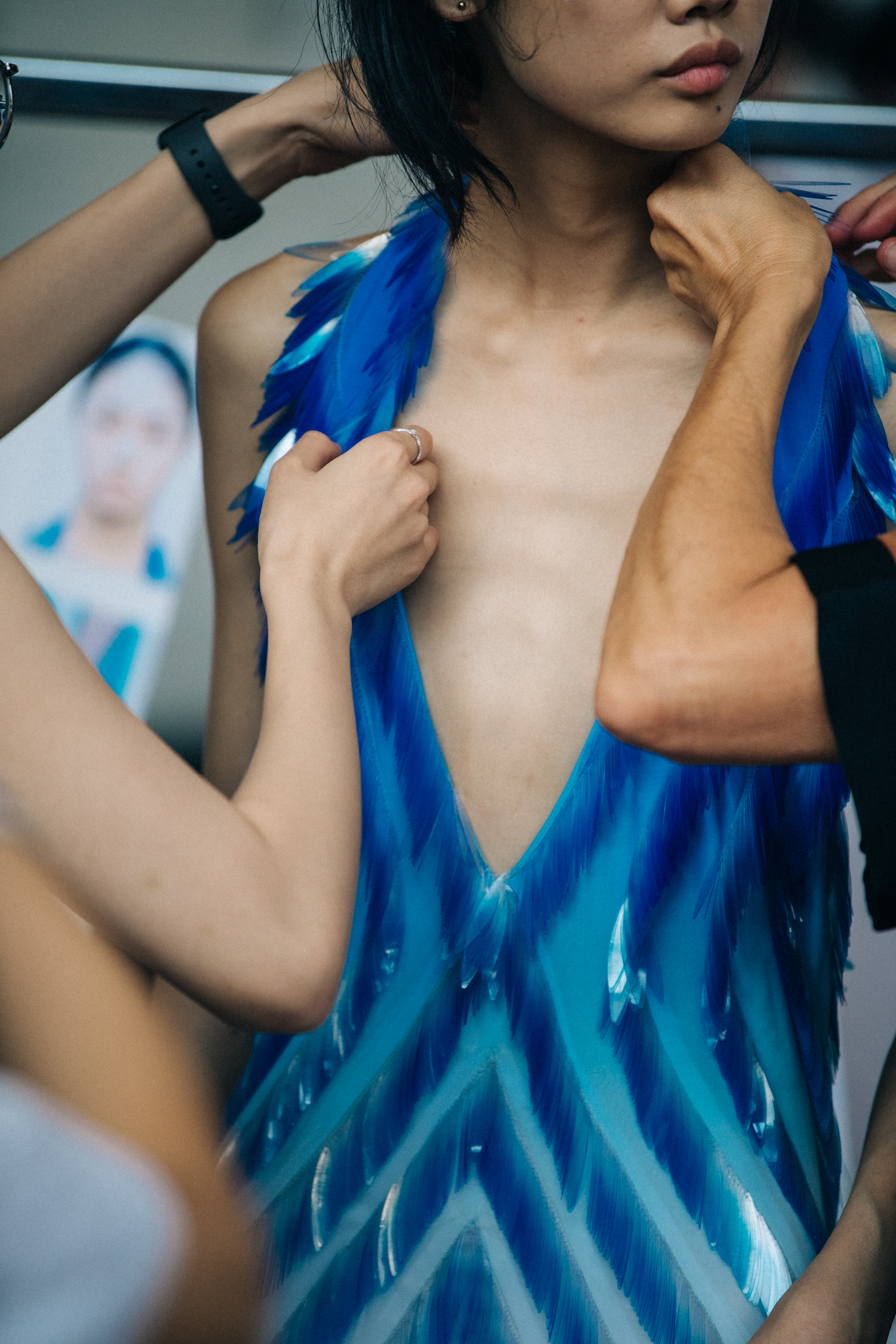 Models wearing blue Byblos outfits