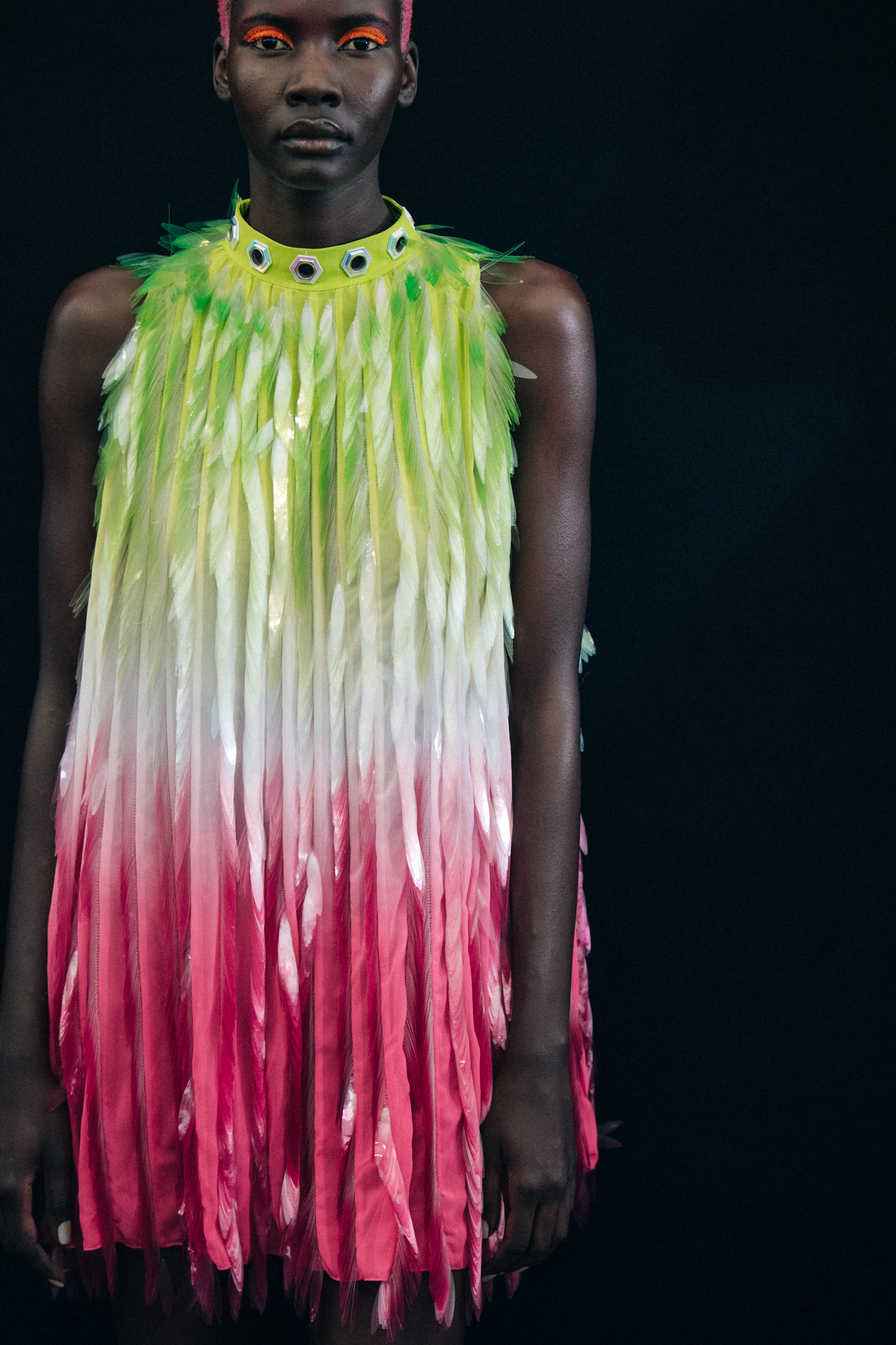Models wearing colourful eyeliner