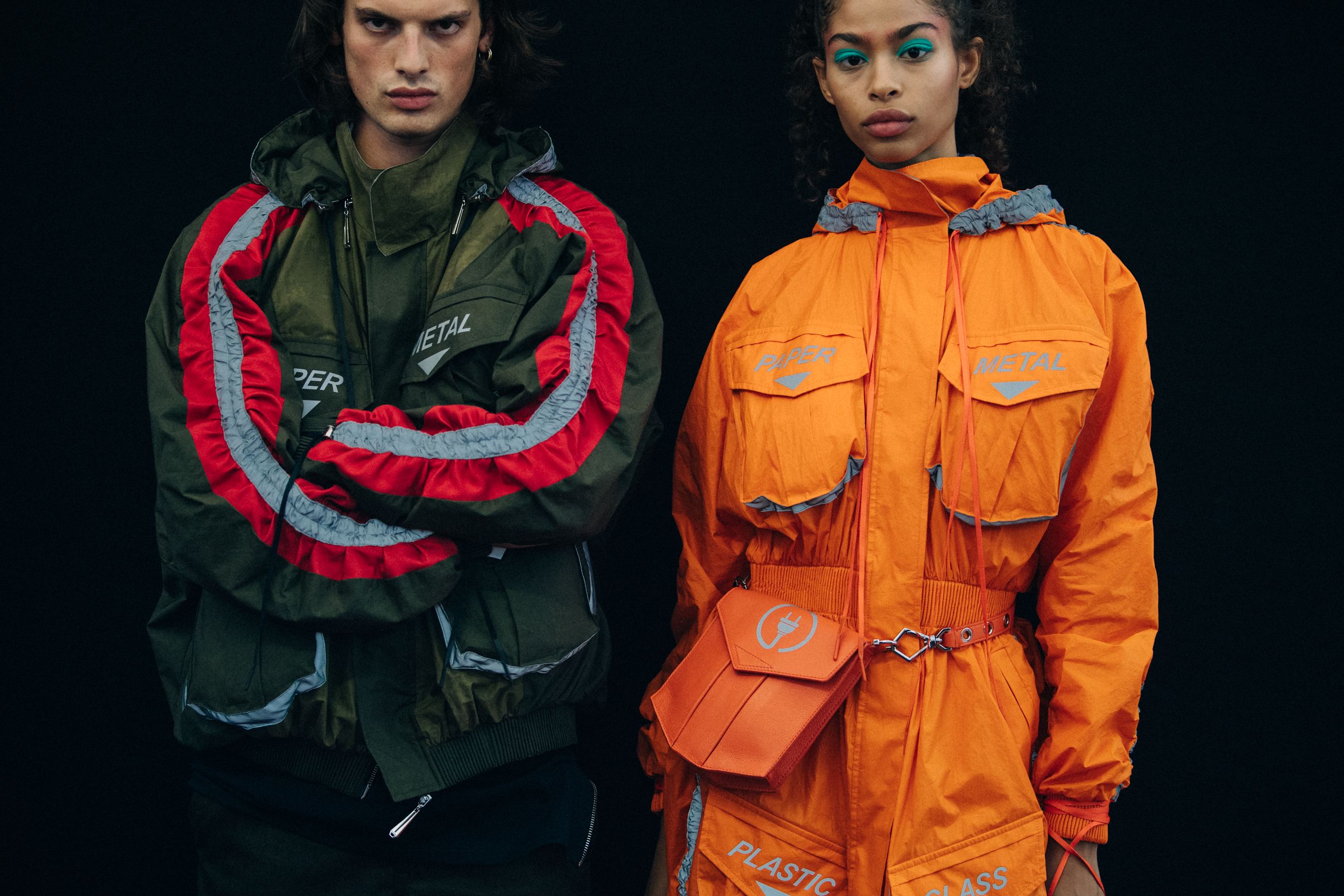 Models wearing colourful Byblos jumpsuits