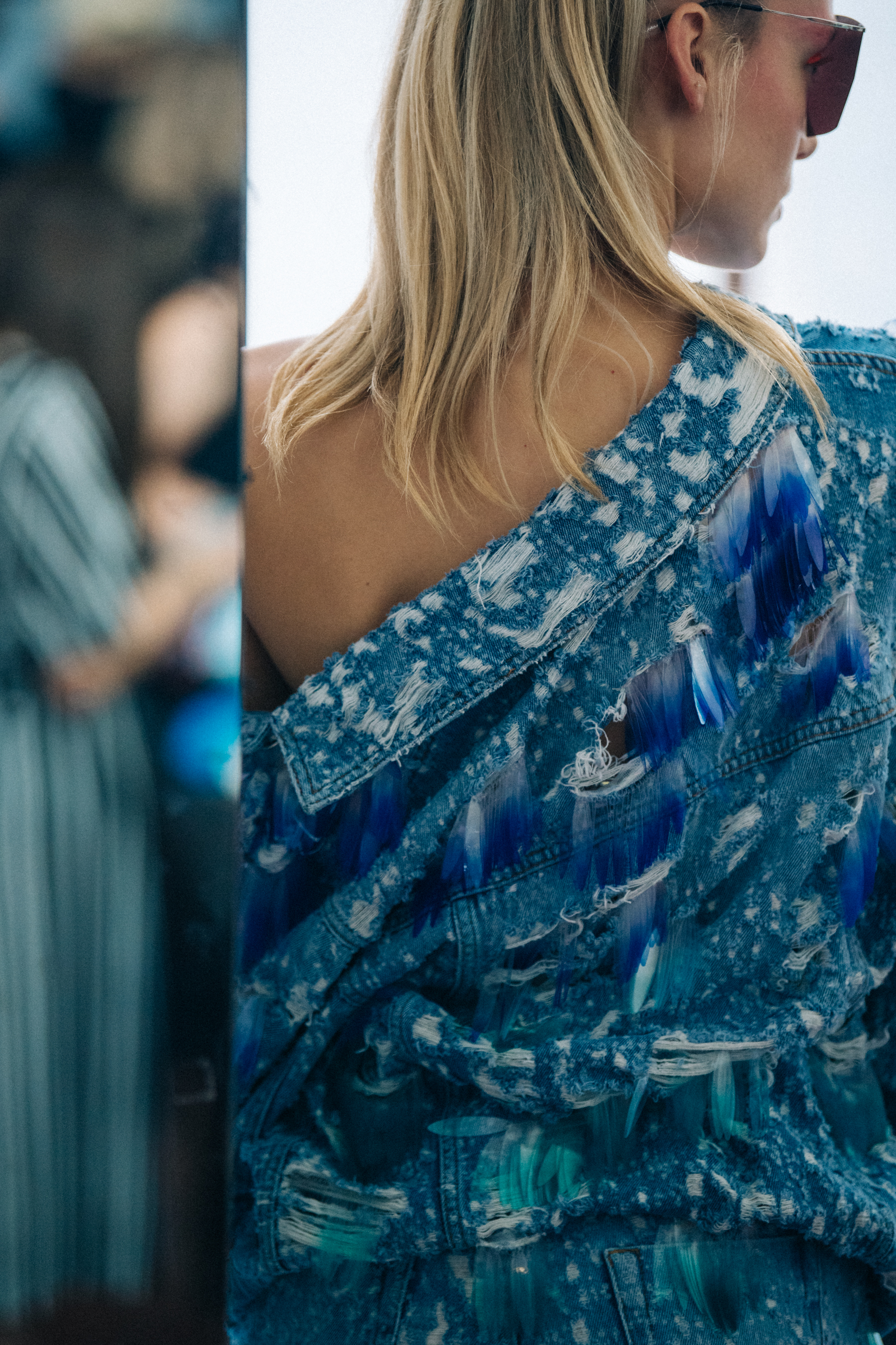 Models wearing blue Byblos outfits