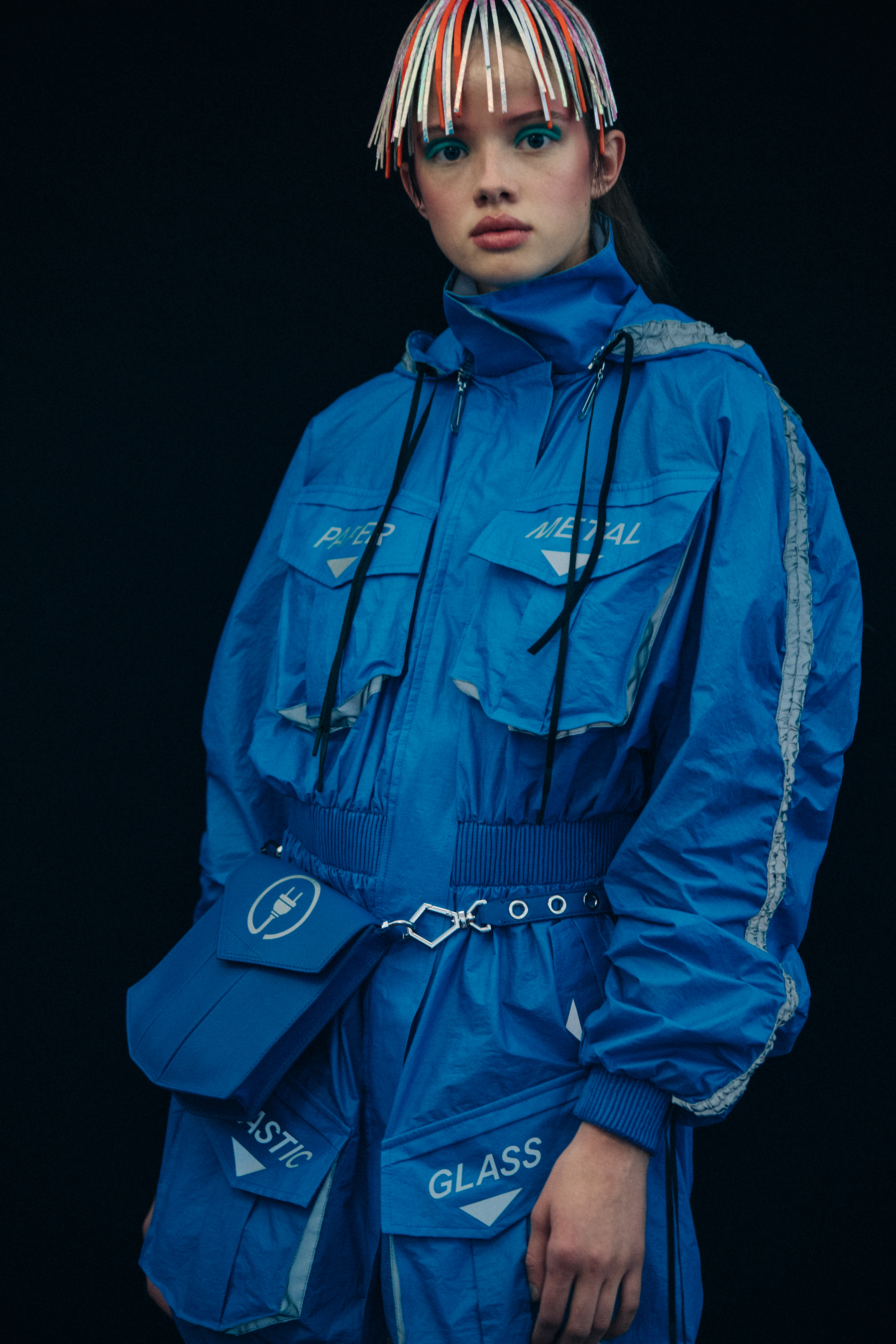 Models wearing blue Byblos outfits
