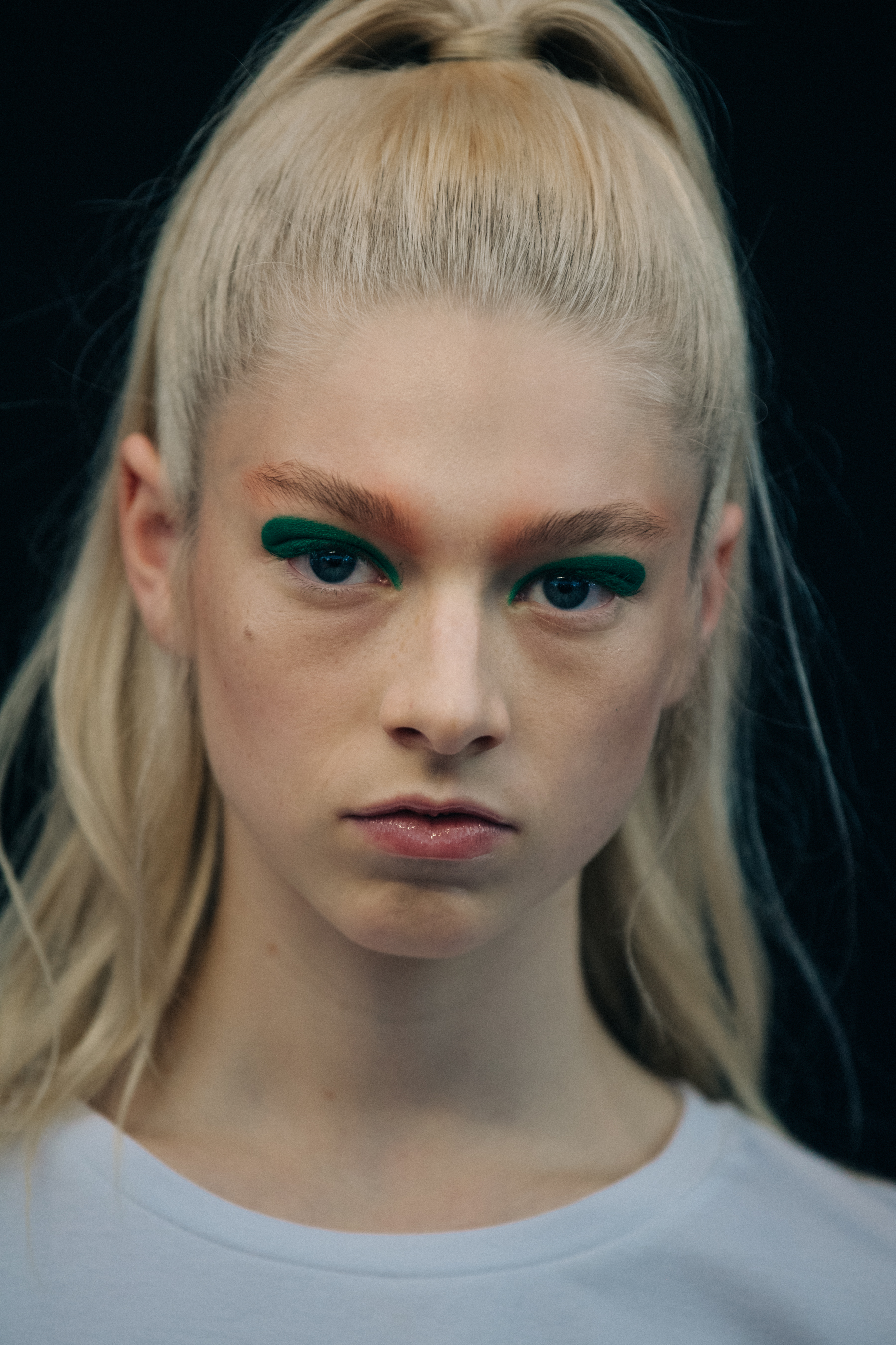 Hunter Schafer backstage at Byblos