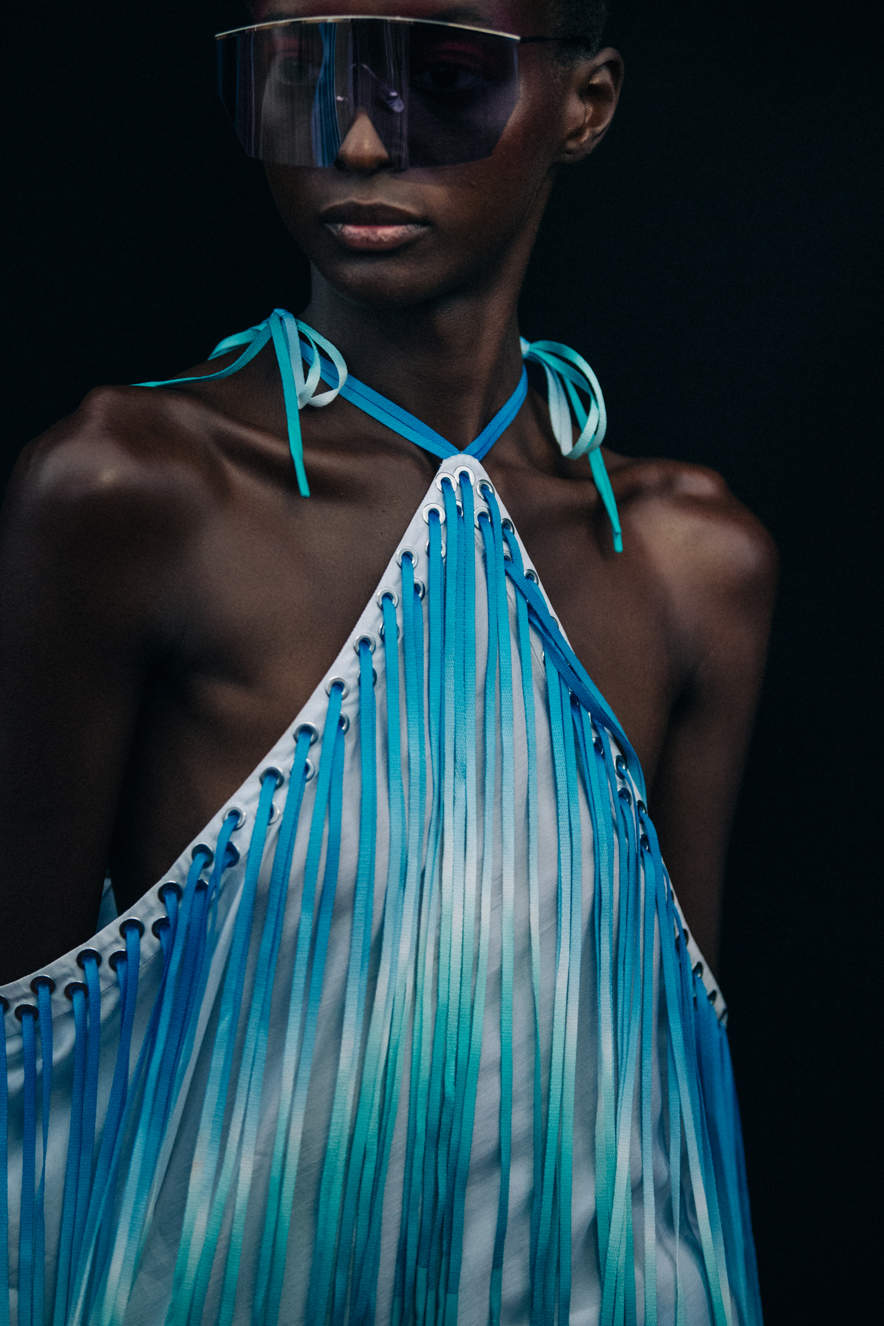 Models wearing blue Byblos outfits