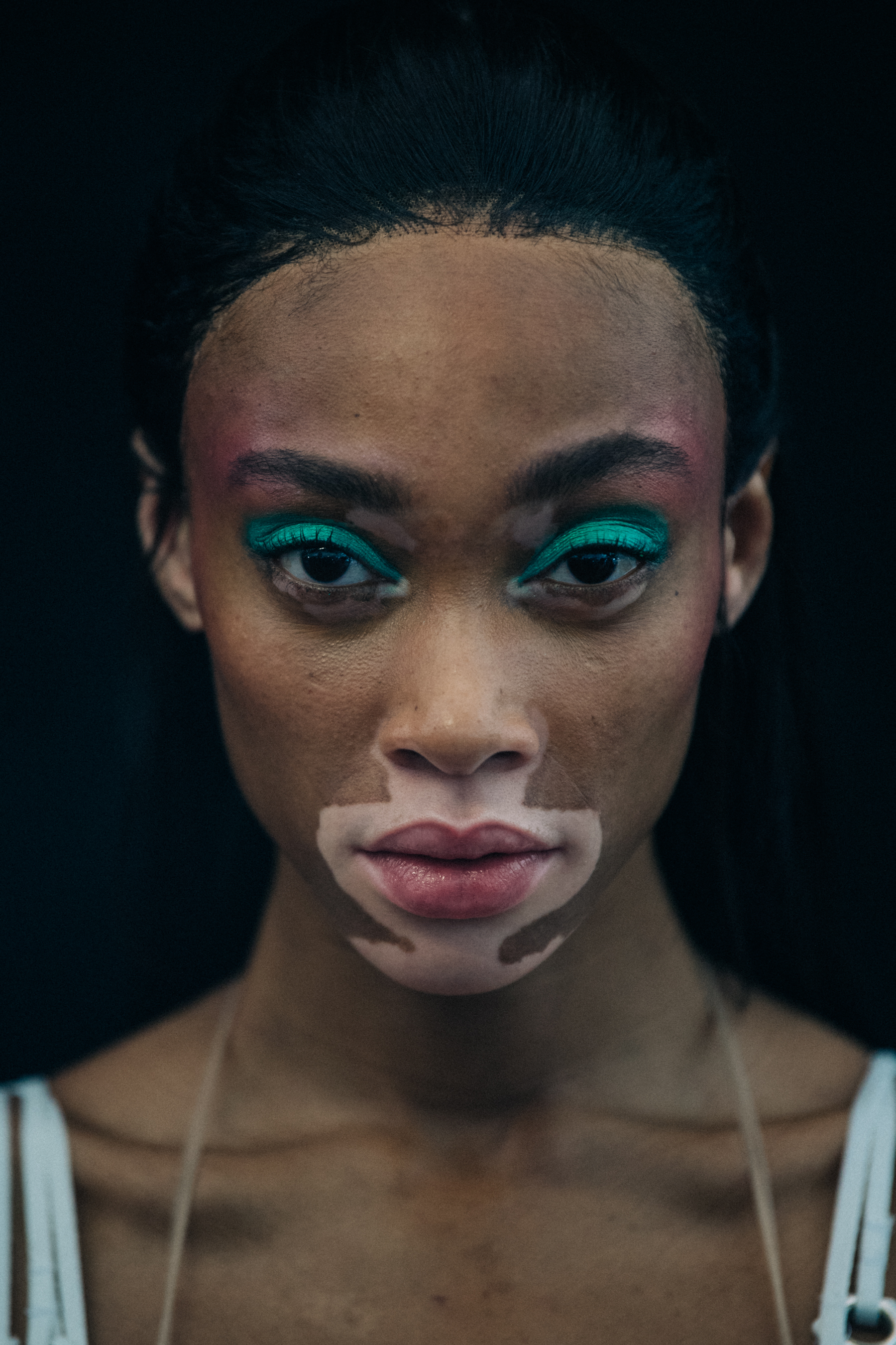 Winnie Harlow backstage at Byblos