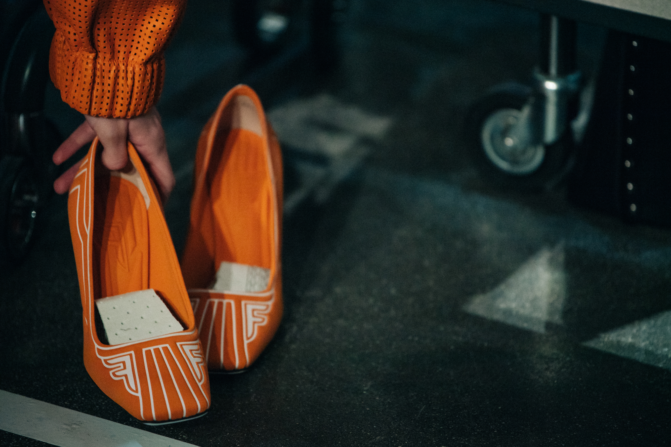 Ruth Bell backstage at Fendi