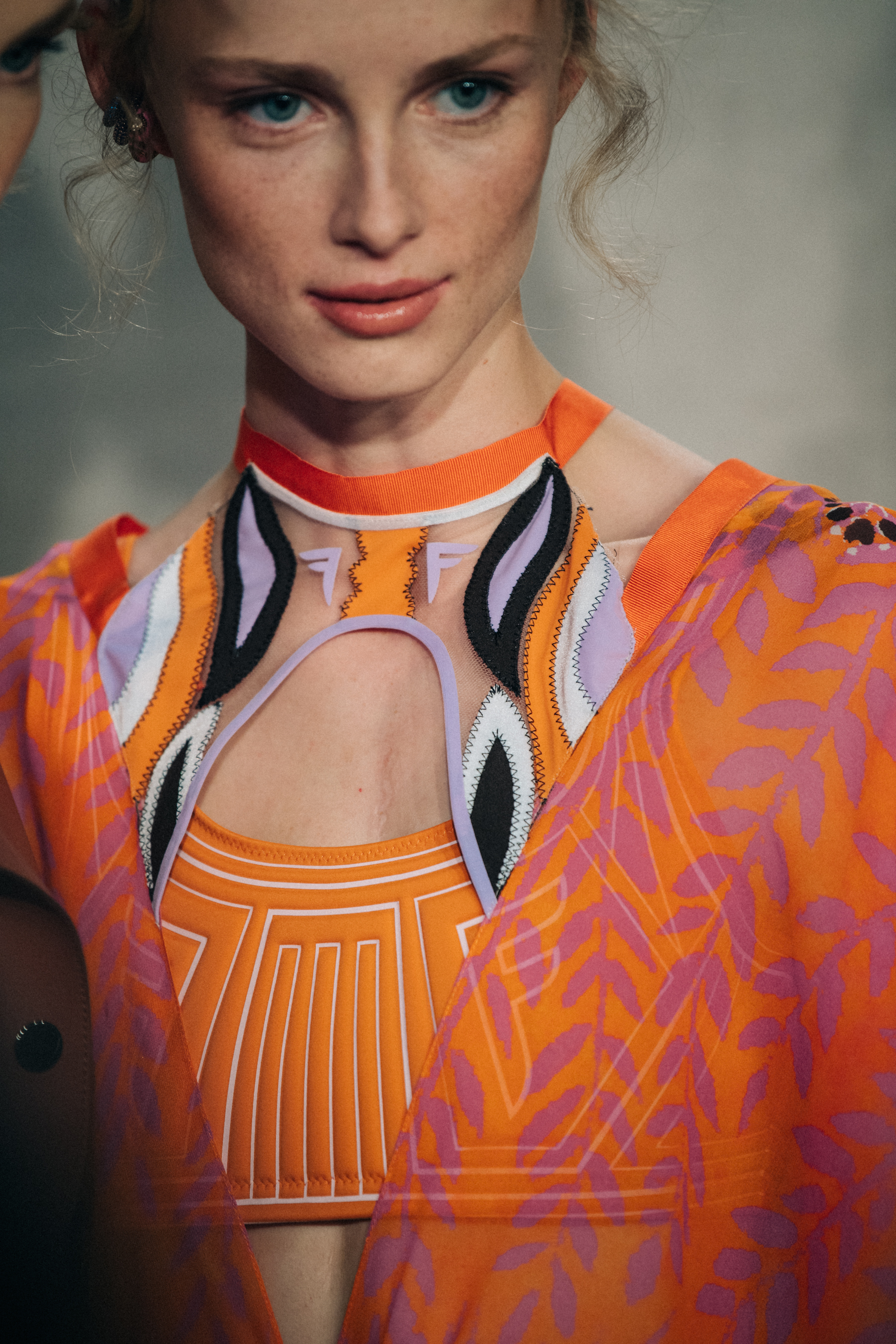 Rianne Van Rompaey backstage at Fendi