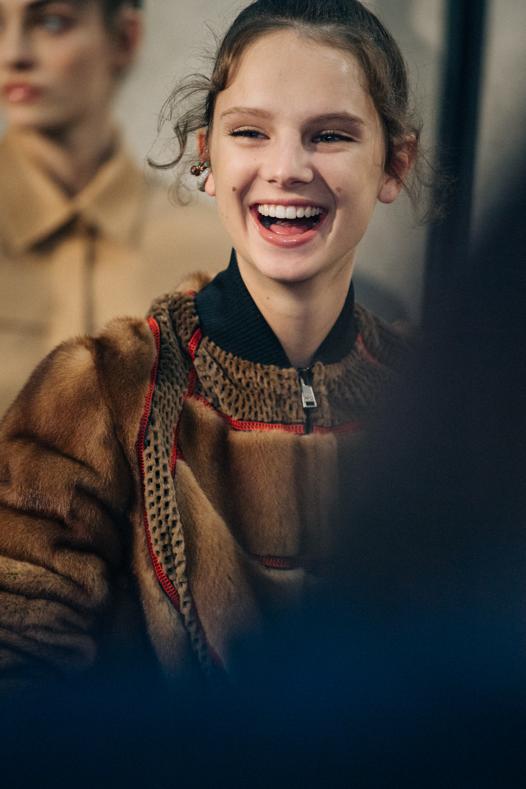 Giselle Norman backstage at Fendi