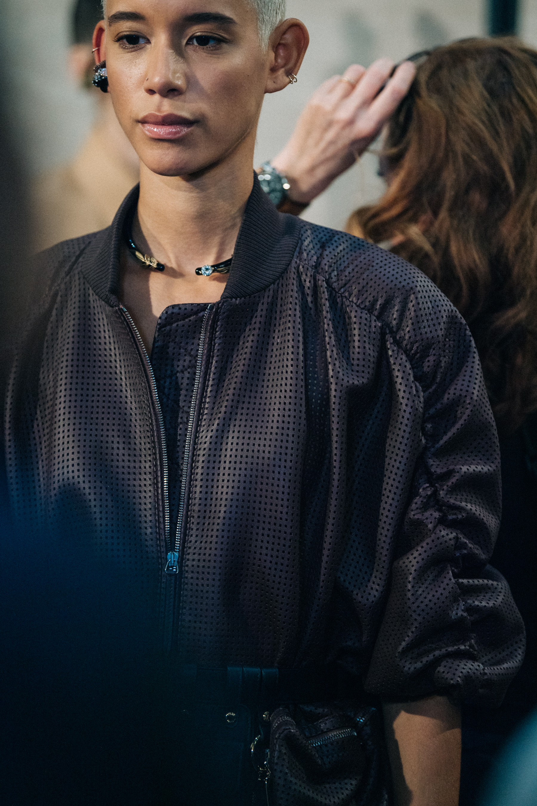 Janiece Dilone backstage at Fendi